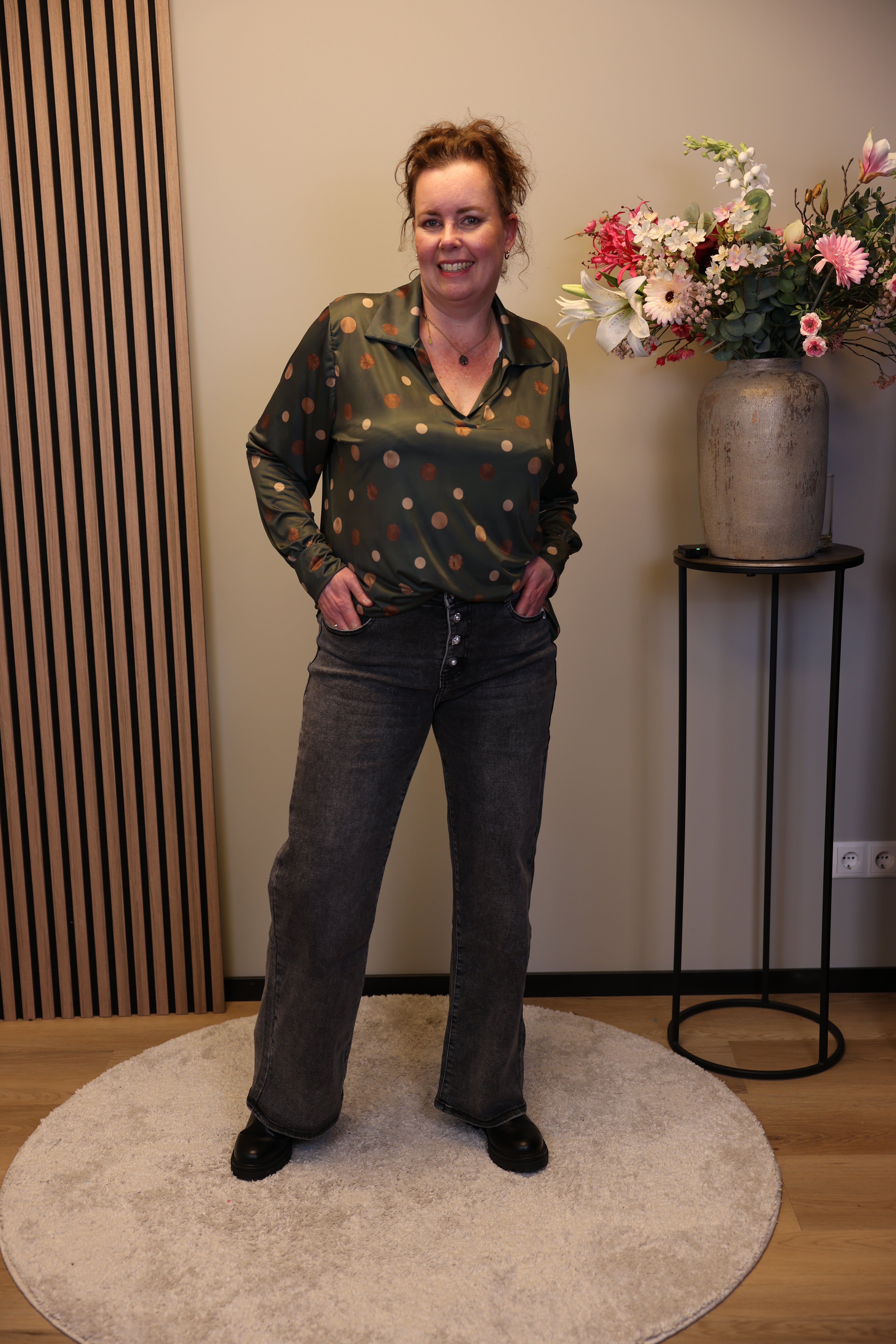 Hanneke | Jeans wide leg grijs 38 - 48