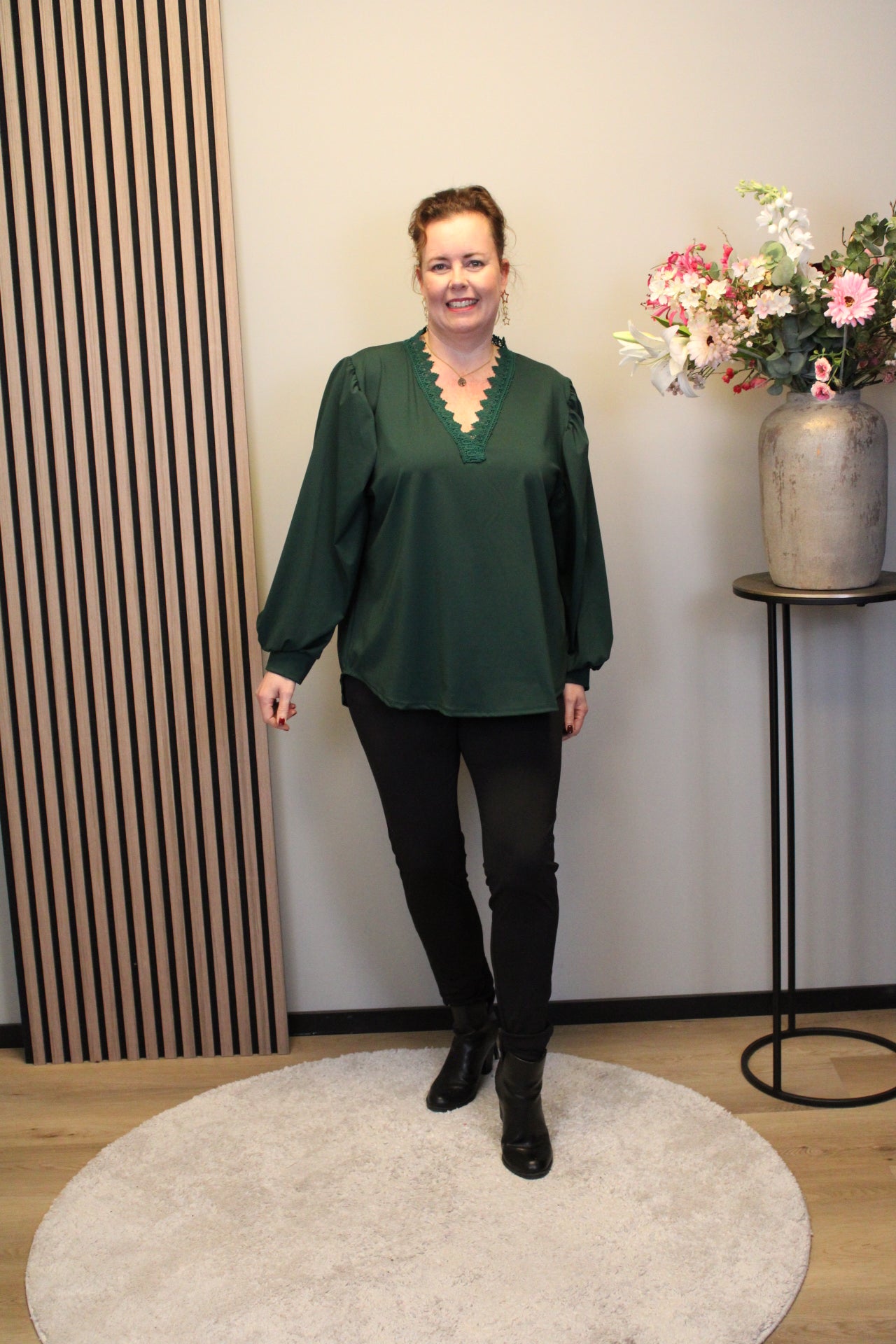 Yvonne | Top fles groen lange mouw 46 t/m 50