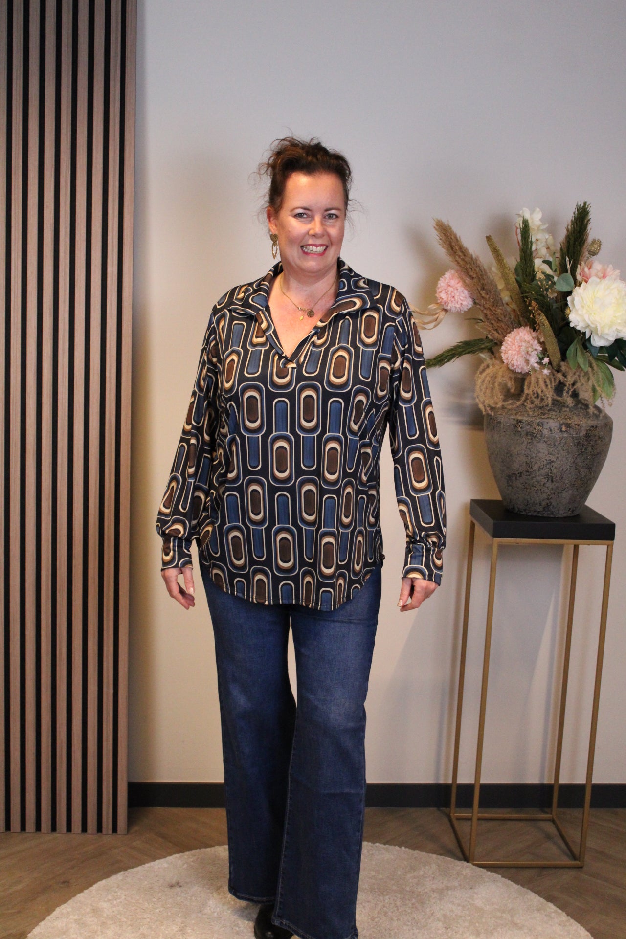 Chloe | Blouse blauw met kraagje 38 t/m 48