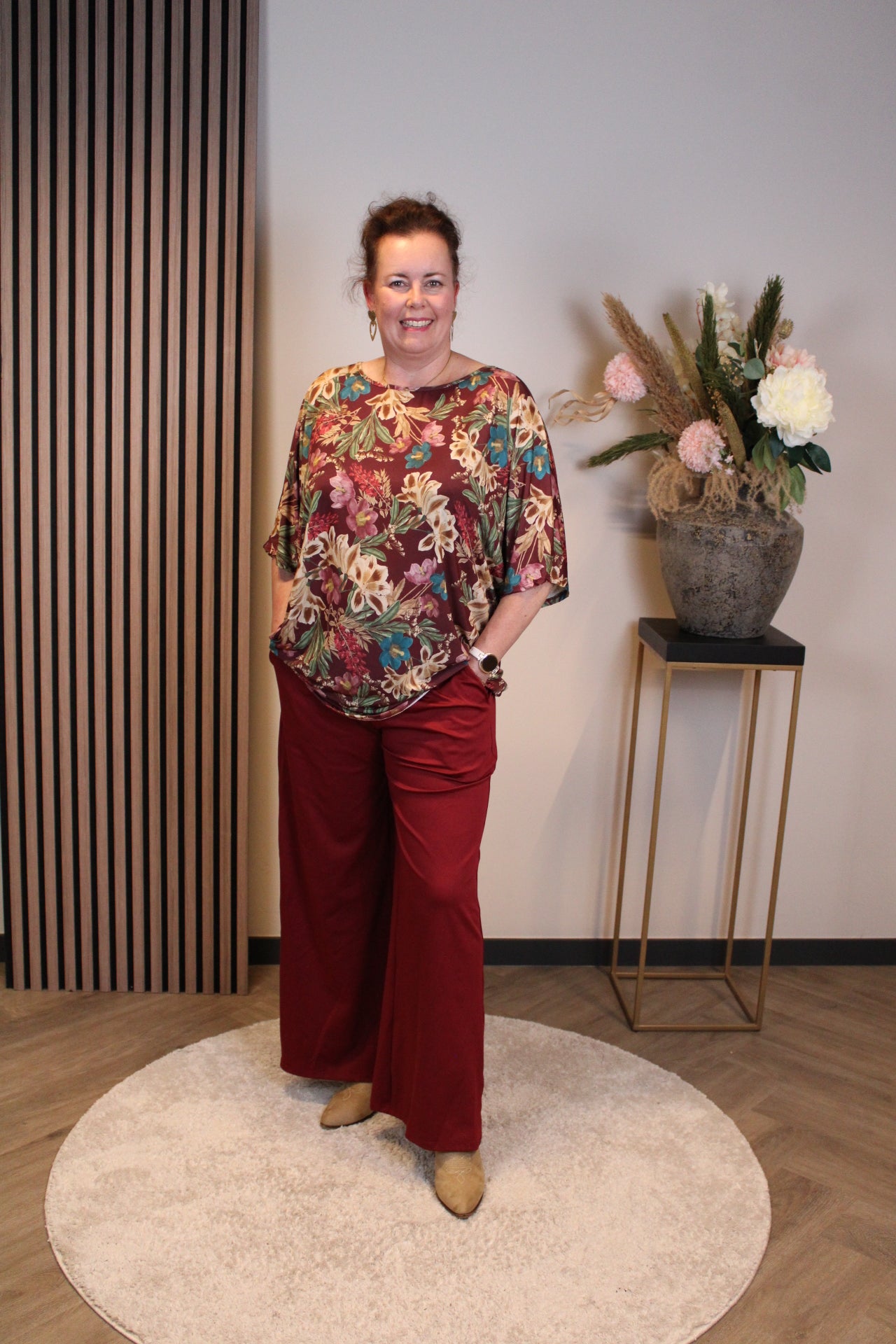 Kiki | Broek bordeaux 46 t/m 50
