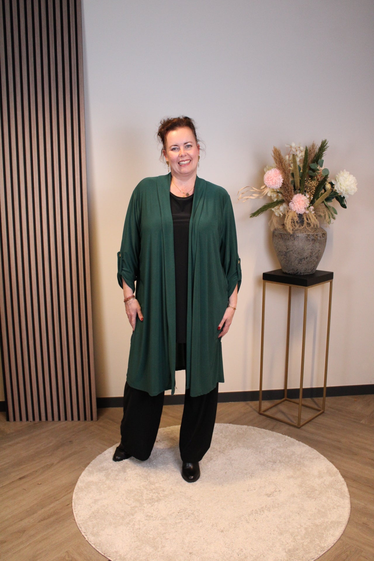 Nienke | Dun vestje kort fles groen 52 t/m 58