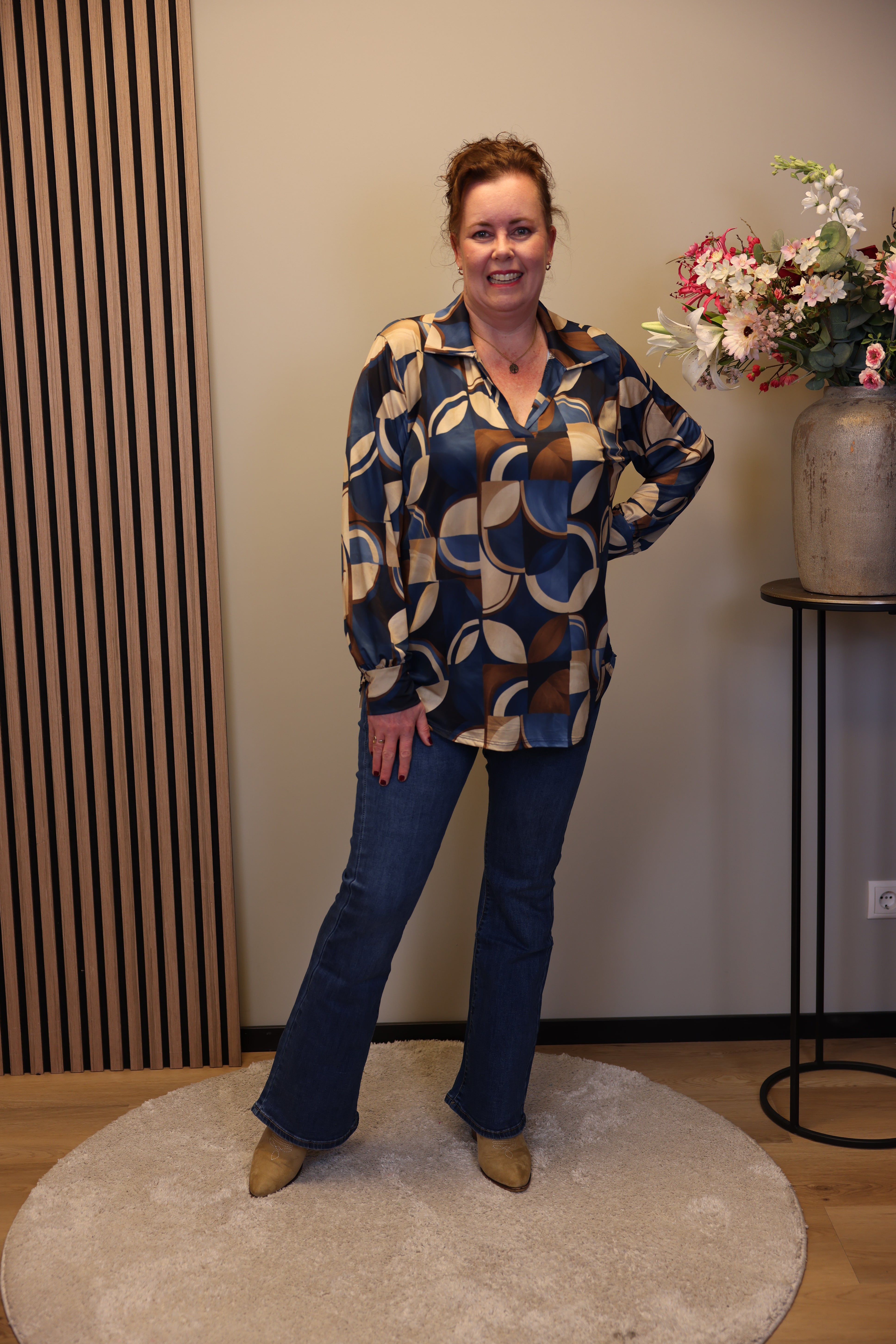 Imke | Blouse blauw met kraagje 38 t/m 48