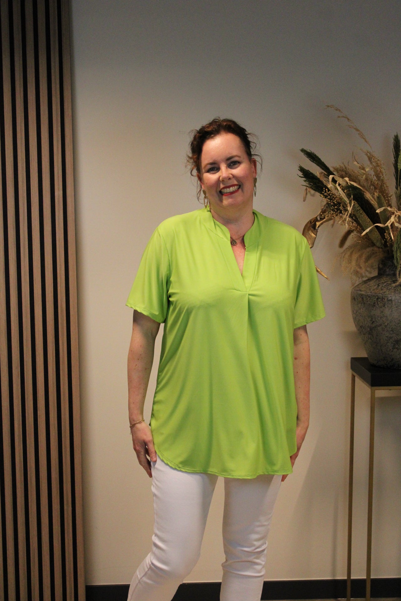 Juna | Blouse groen korte mouw 38 t/m 48