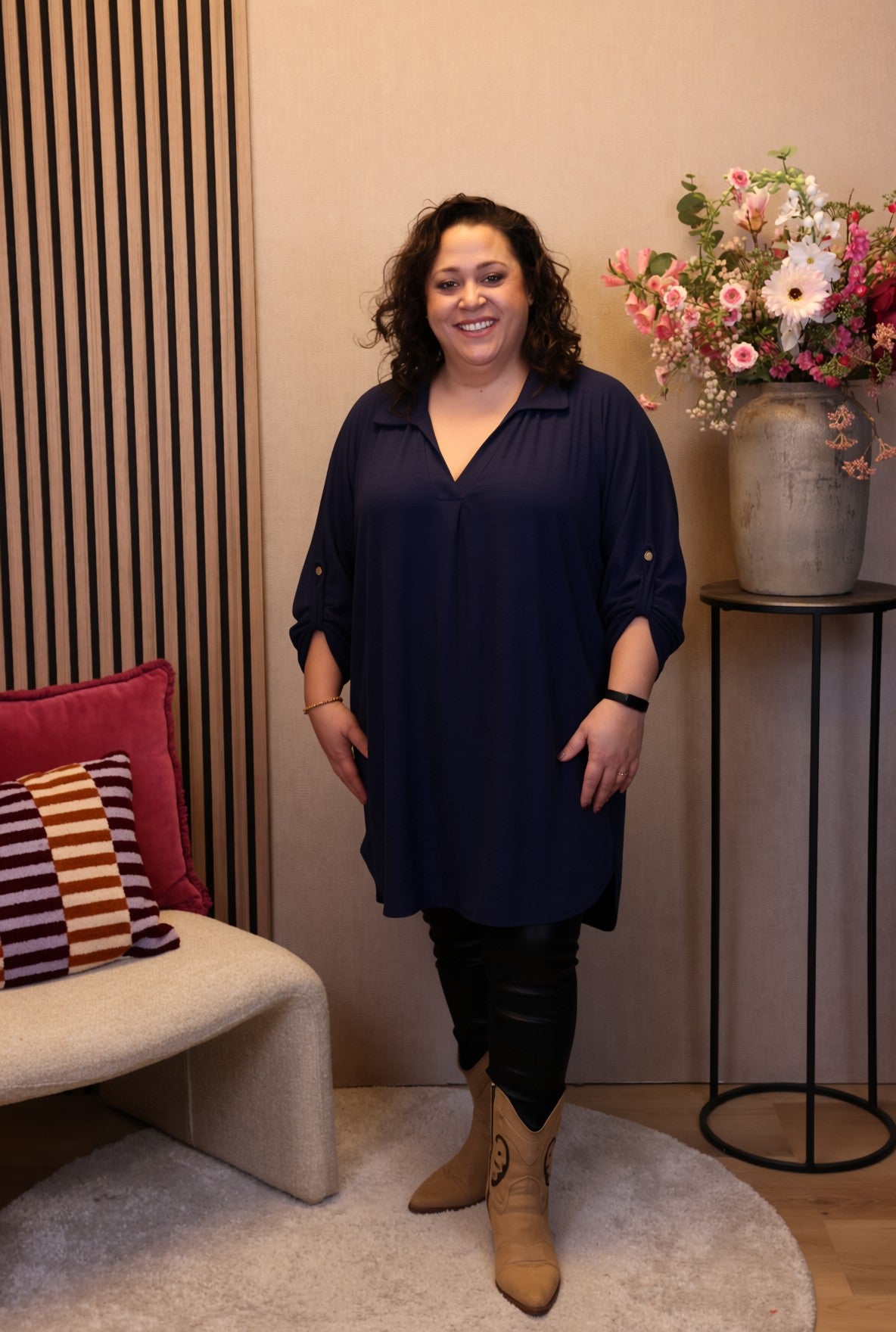 Marieke | Tuniek navy met kraagje