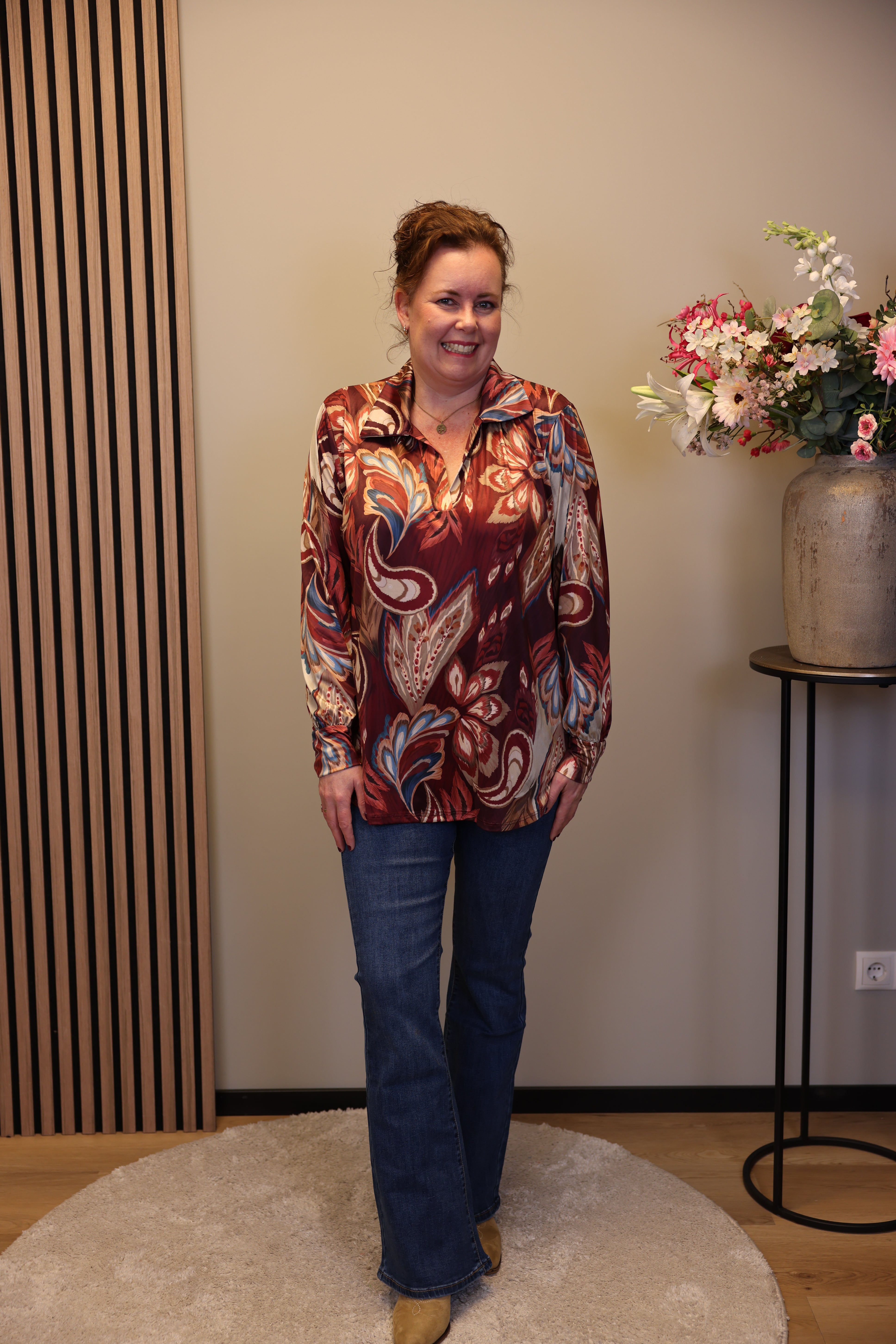 Veerle | Blouse roze met kraagje 48 t/m 52