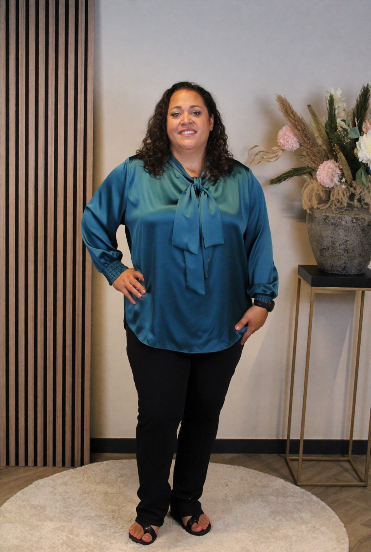 Fabienne | Satijnen blouse aqua