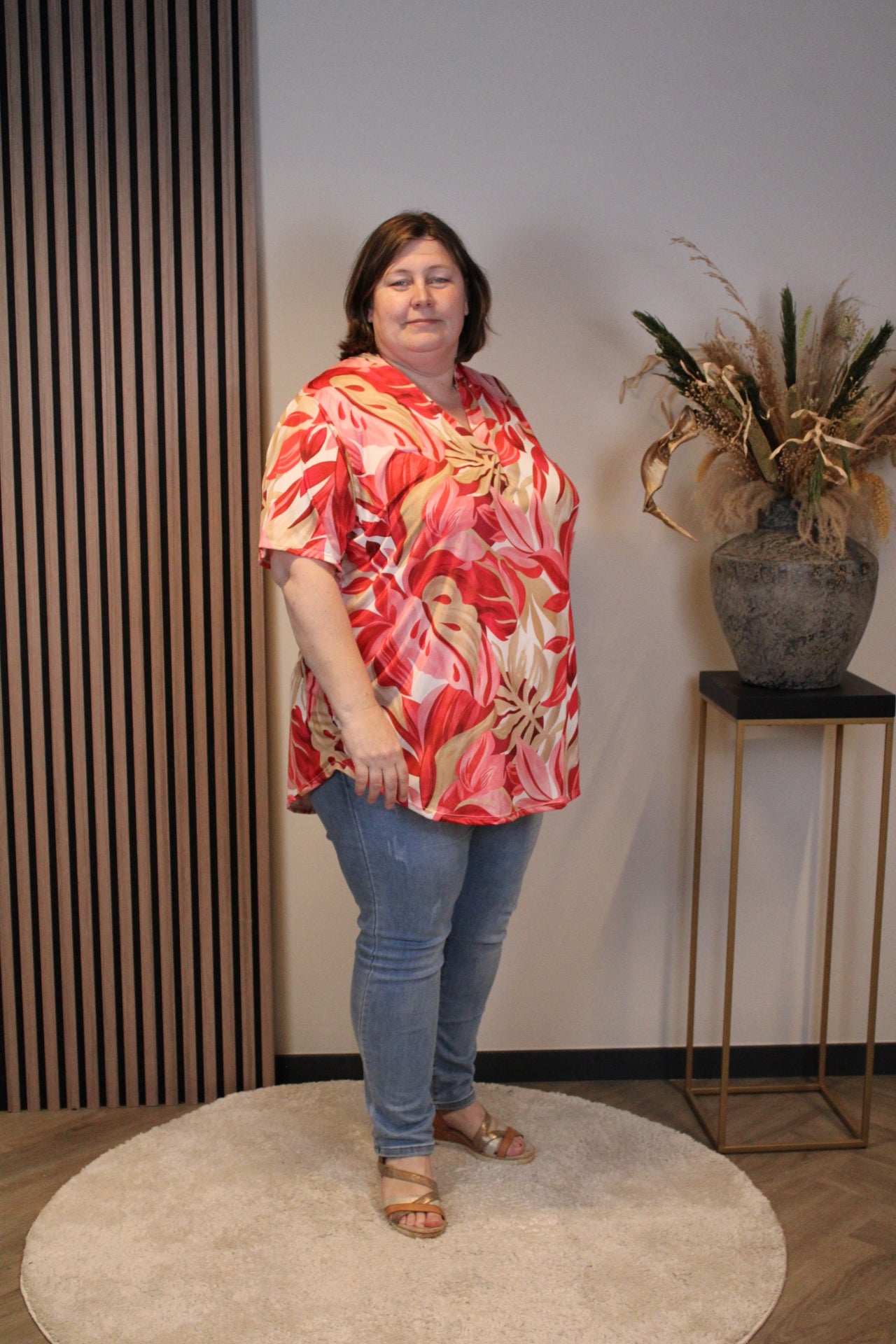 Chloe | Blouse rood korte mouw 52 t/m 58
