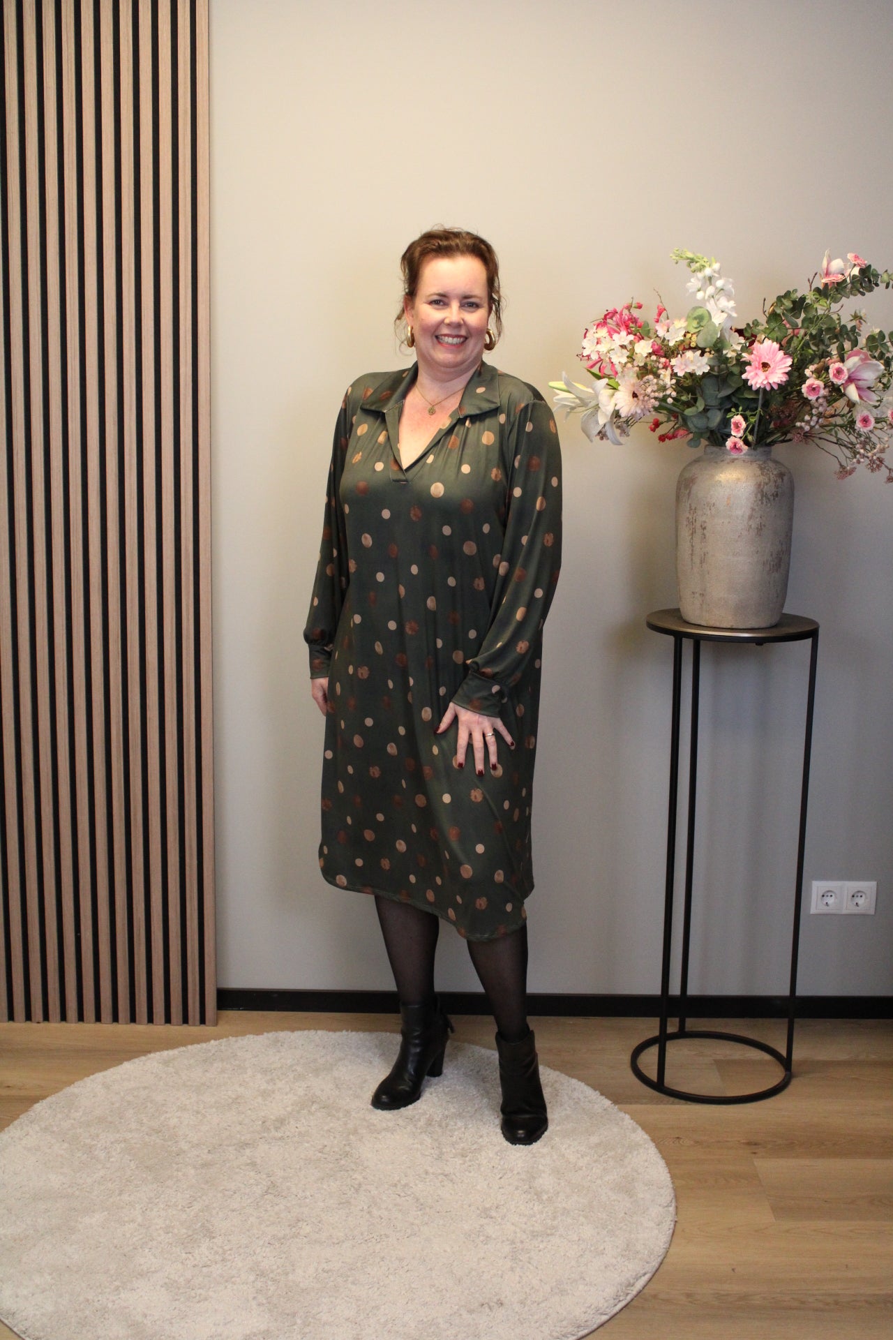 Grace | Jurk groen met kraagje 38 t/m 46