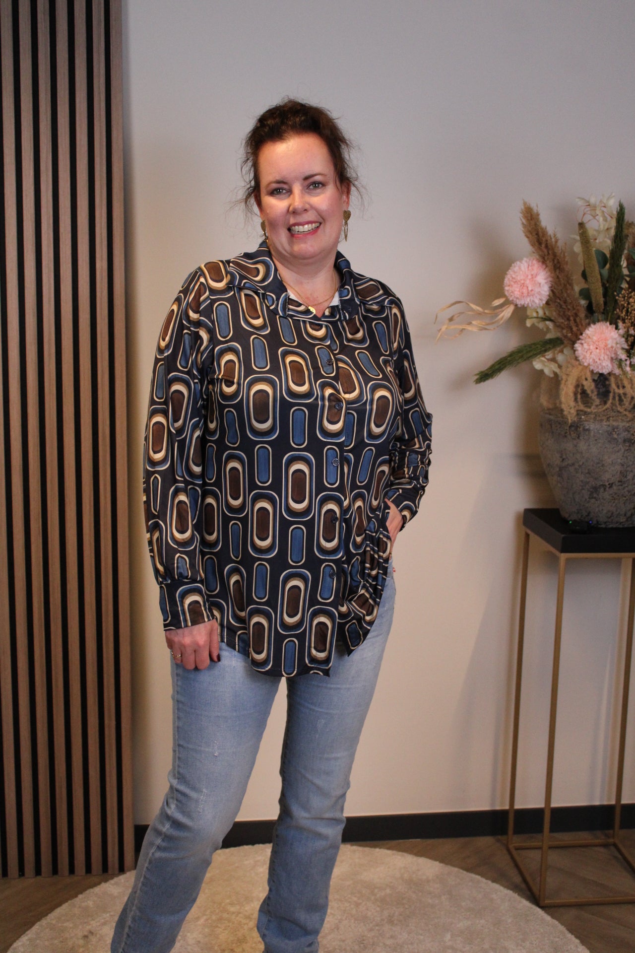 Merel | Blouse met knoopjes blauw 48 t/m 52