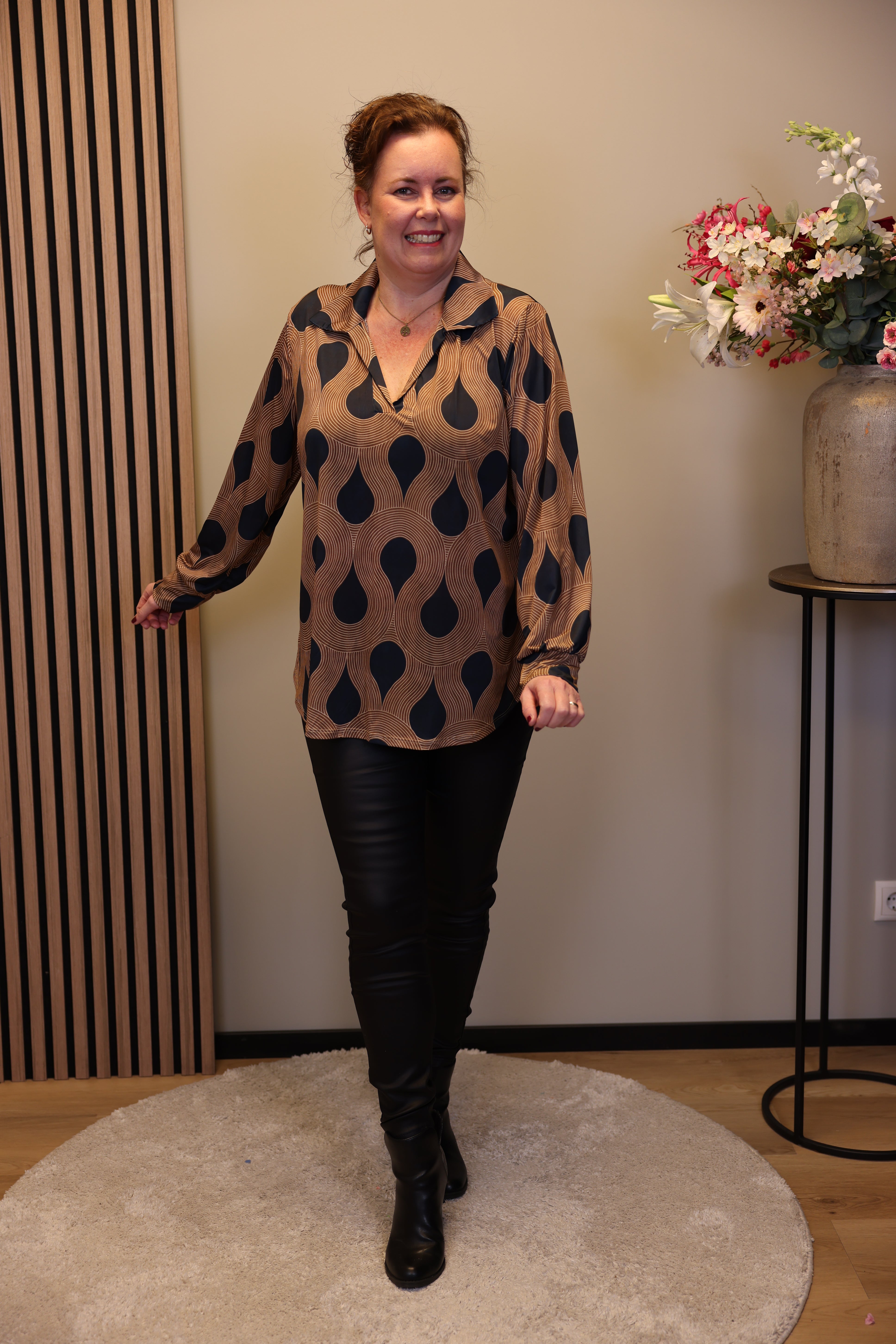 Shanna | Blouse blauw met kraagje 38 t/m 48