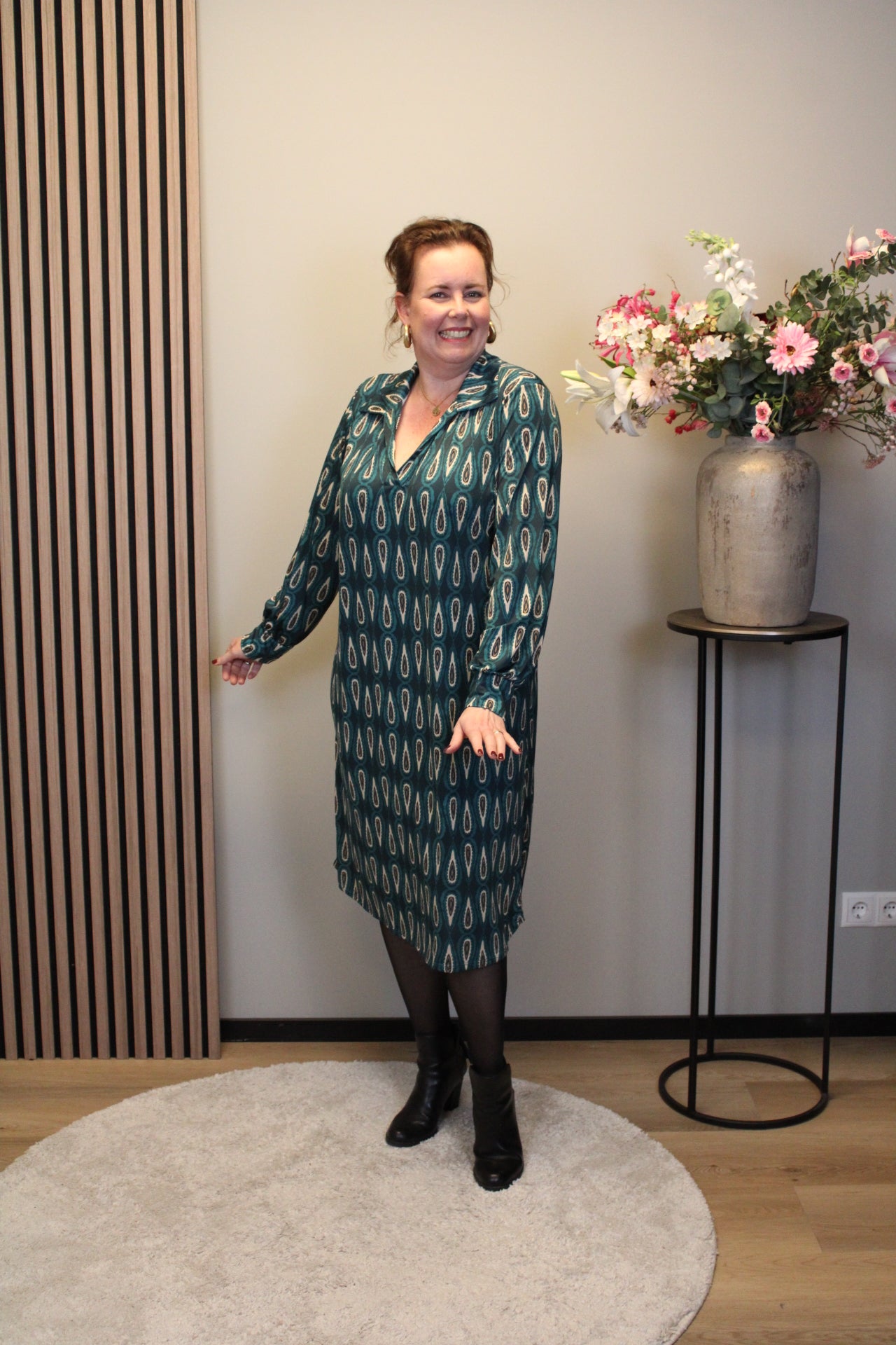 Elara | Jurk aqua met kraagje 46 t/m 50