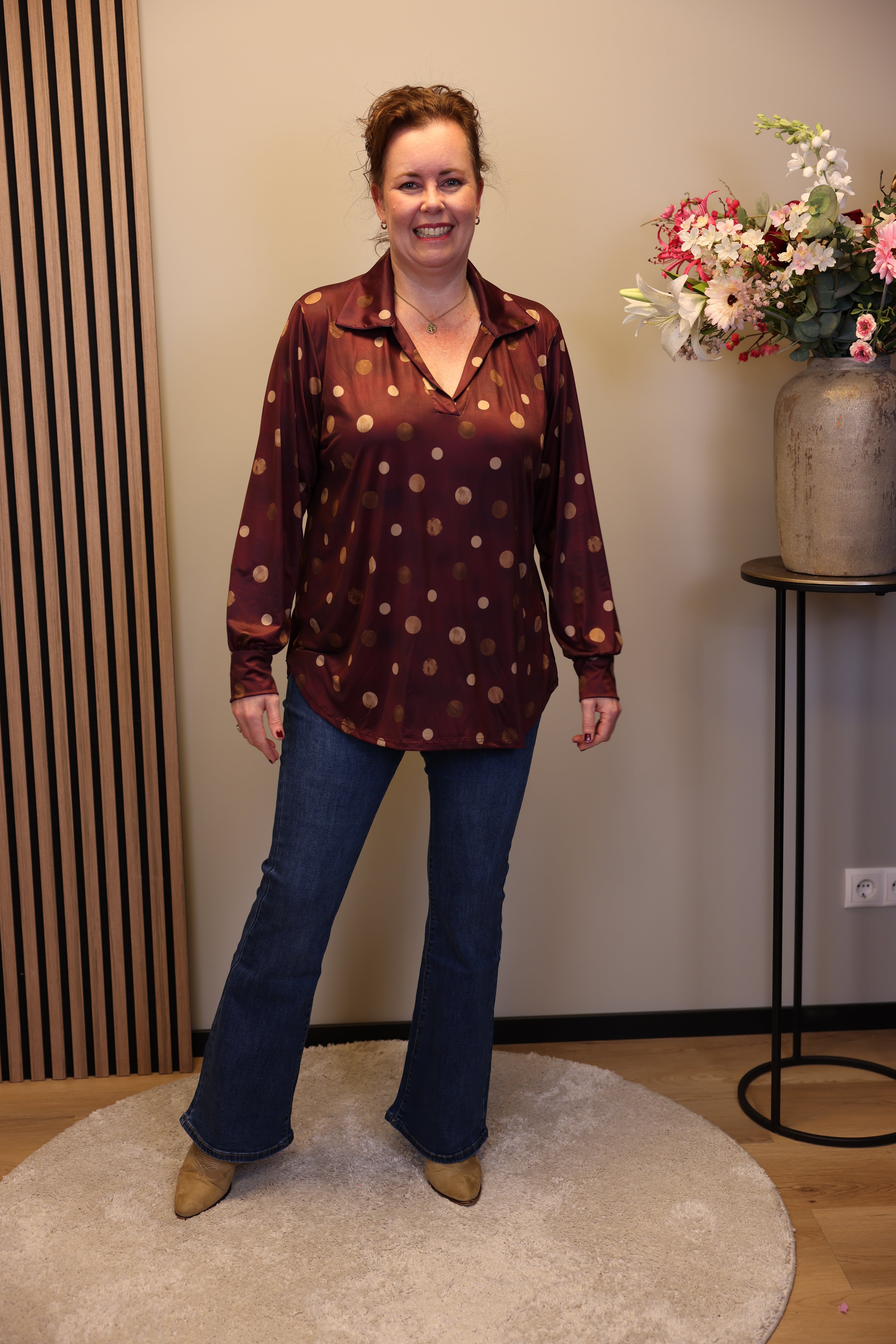 Vika | Blouse roze met kraagje 48 t/m 52