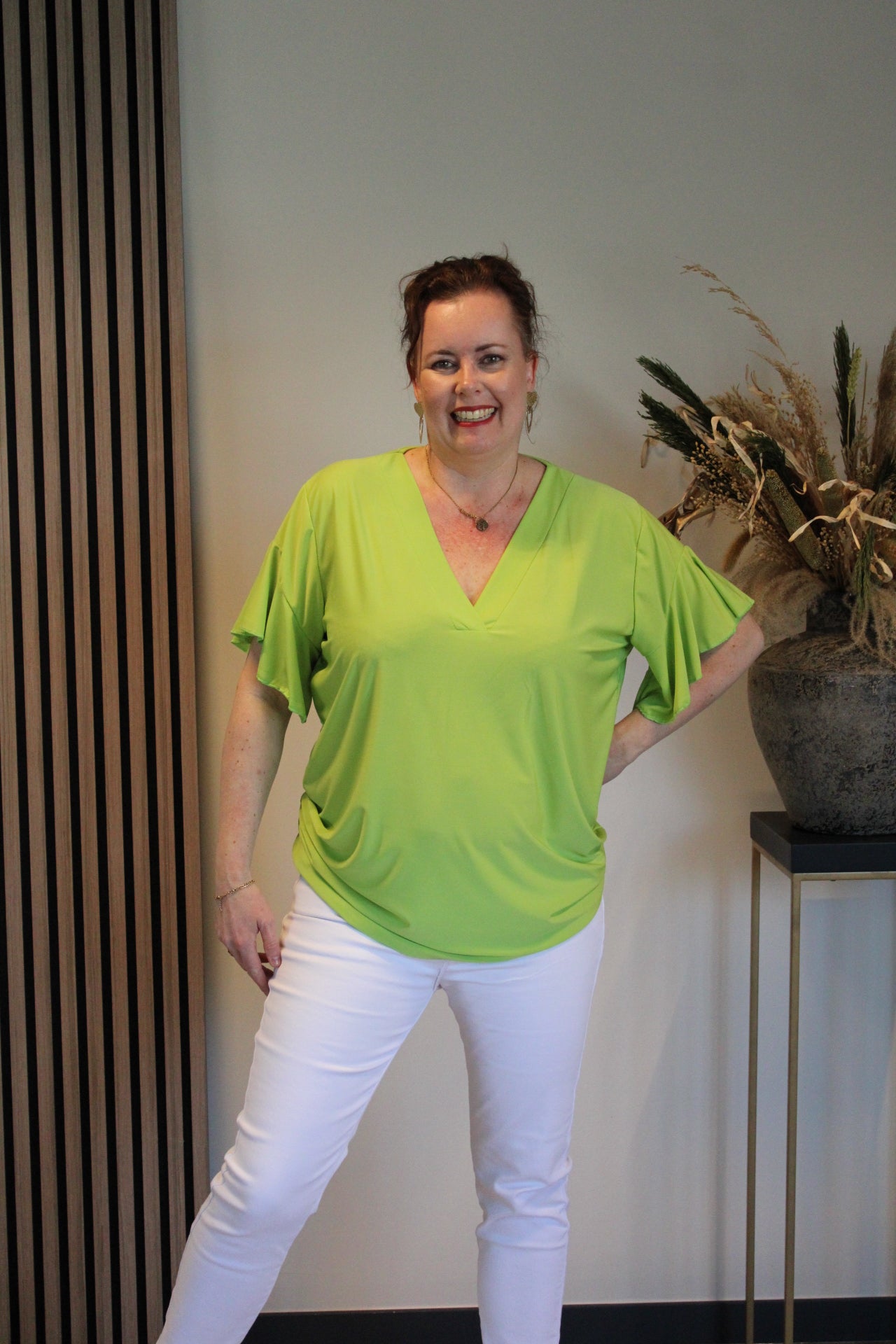Mayra | Blouse korte mouw groen 40 t/m 48