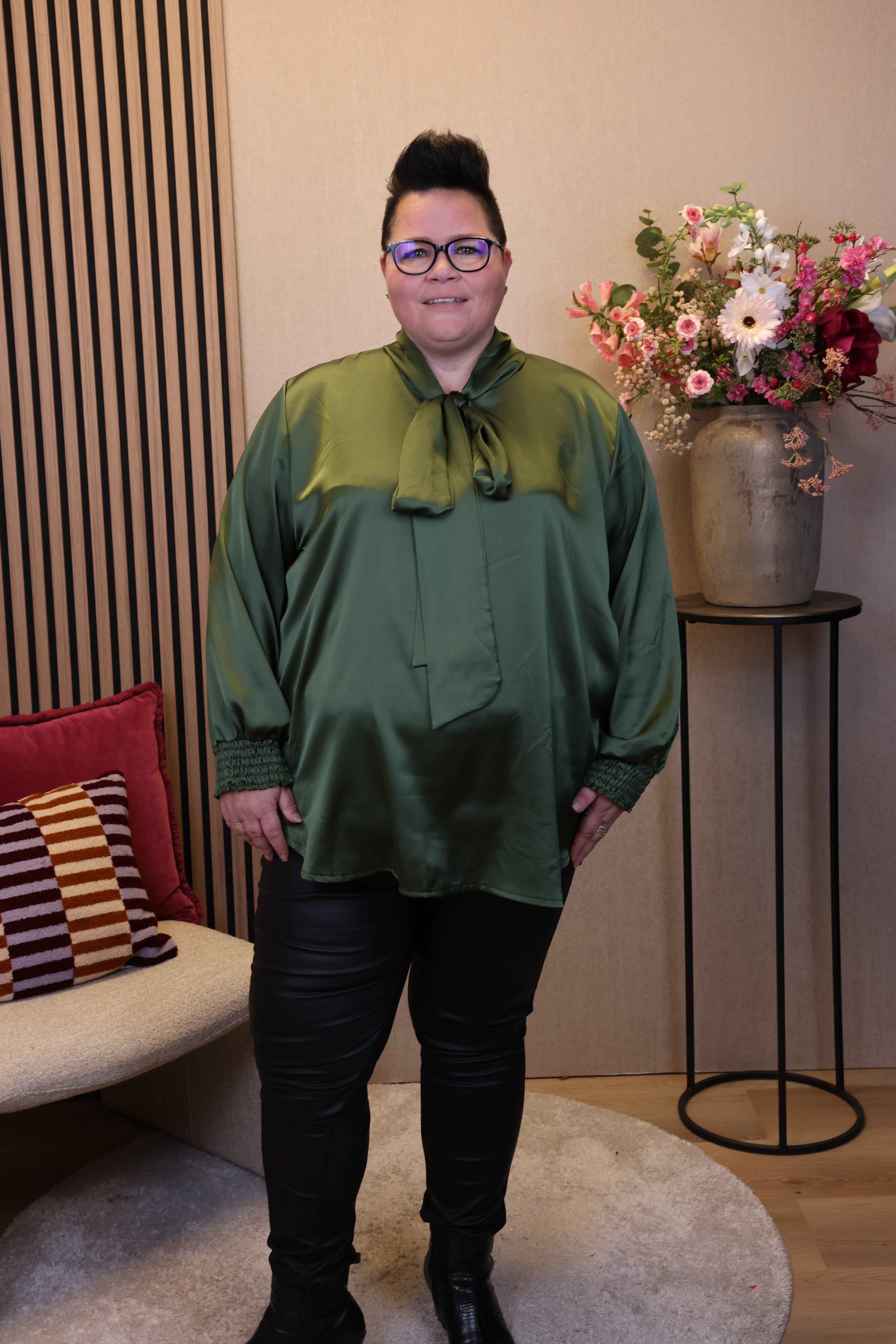 Fabienne | Satijnen blouse groen