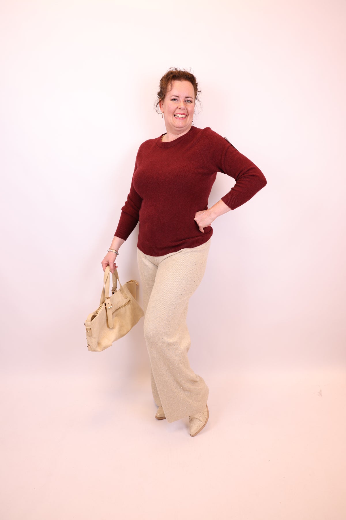 Lise | Broek beige glitter