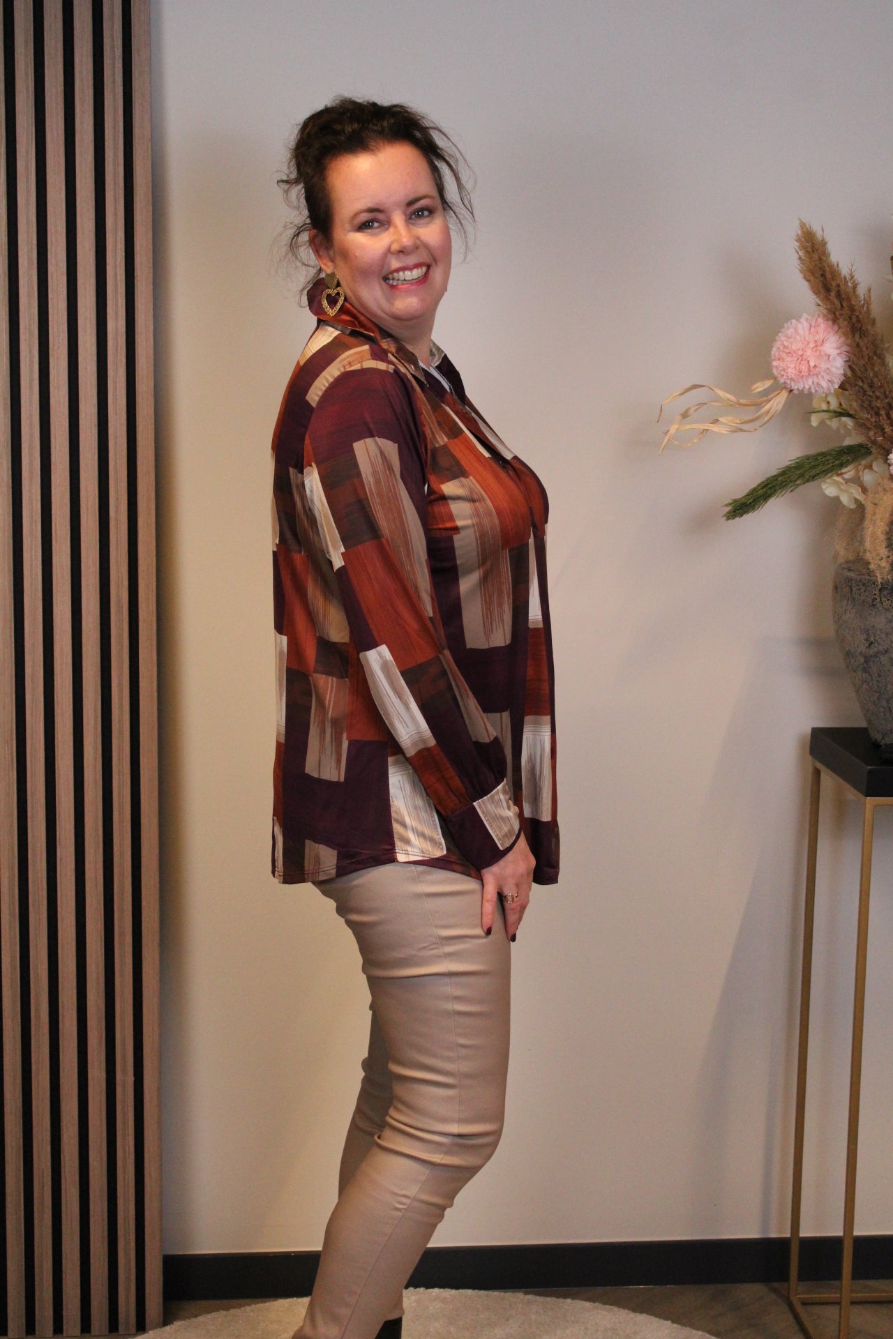 Elin | Blouse roze met knoopjes 38 t/m 48