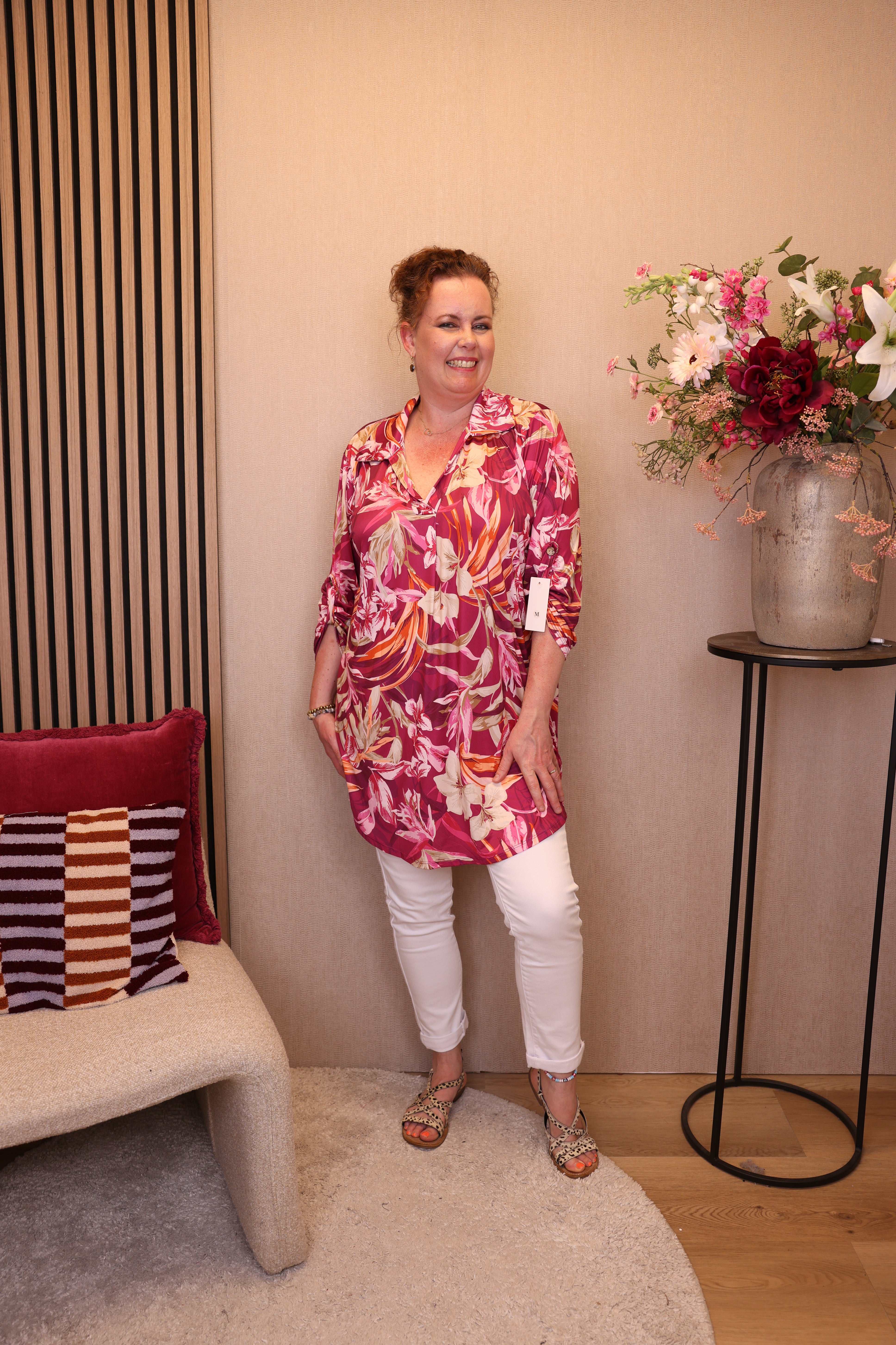 Lynn | Tuniek roze met kraagje