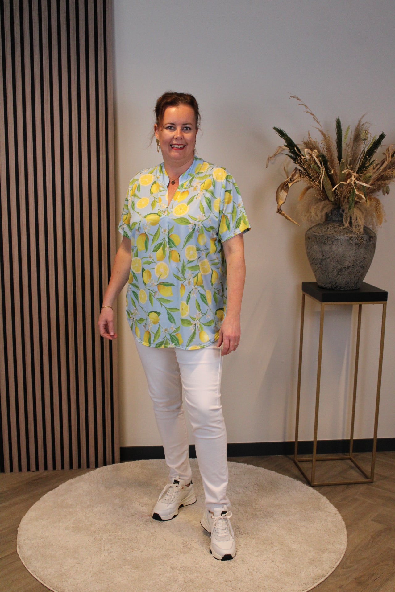 Ziva | Blouse blauw korte mouw 38 t/m 48