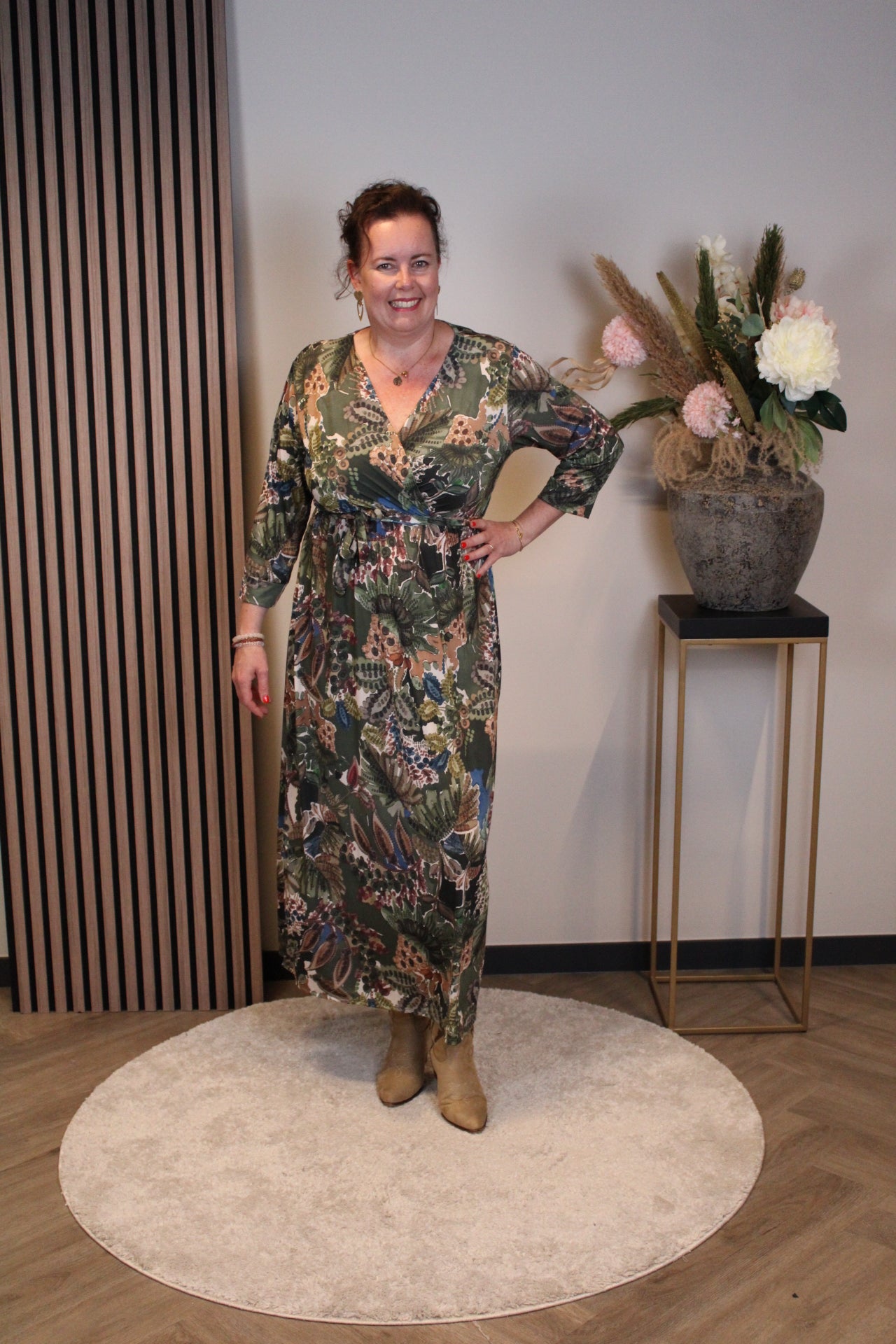 Christa | Jurk groen lange mouw 46 t/m 50