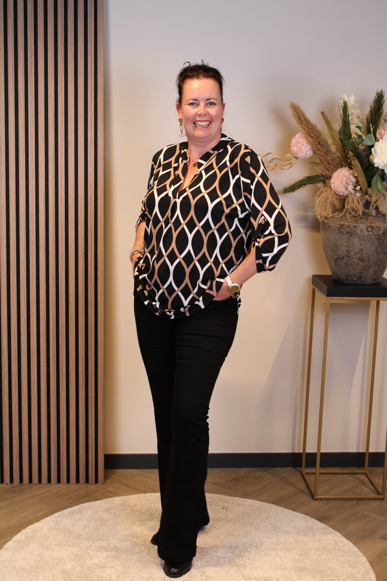 Hannah | Blouse zwart lange mouw 48 t/m 52