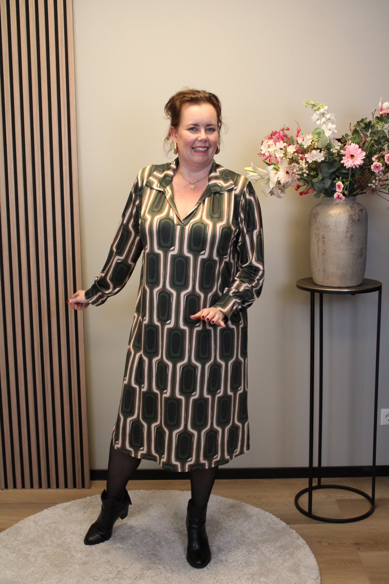 Hazel | Jurk groen met kraagje 46 t/m 50