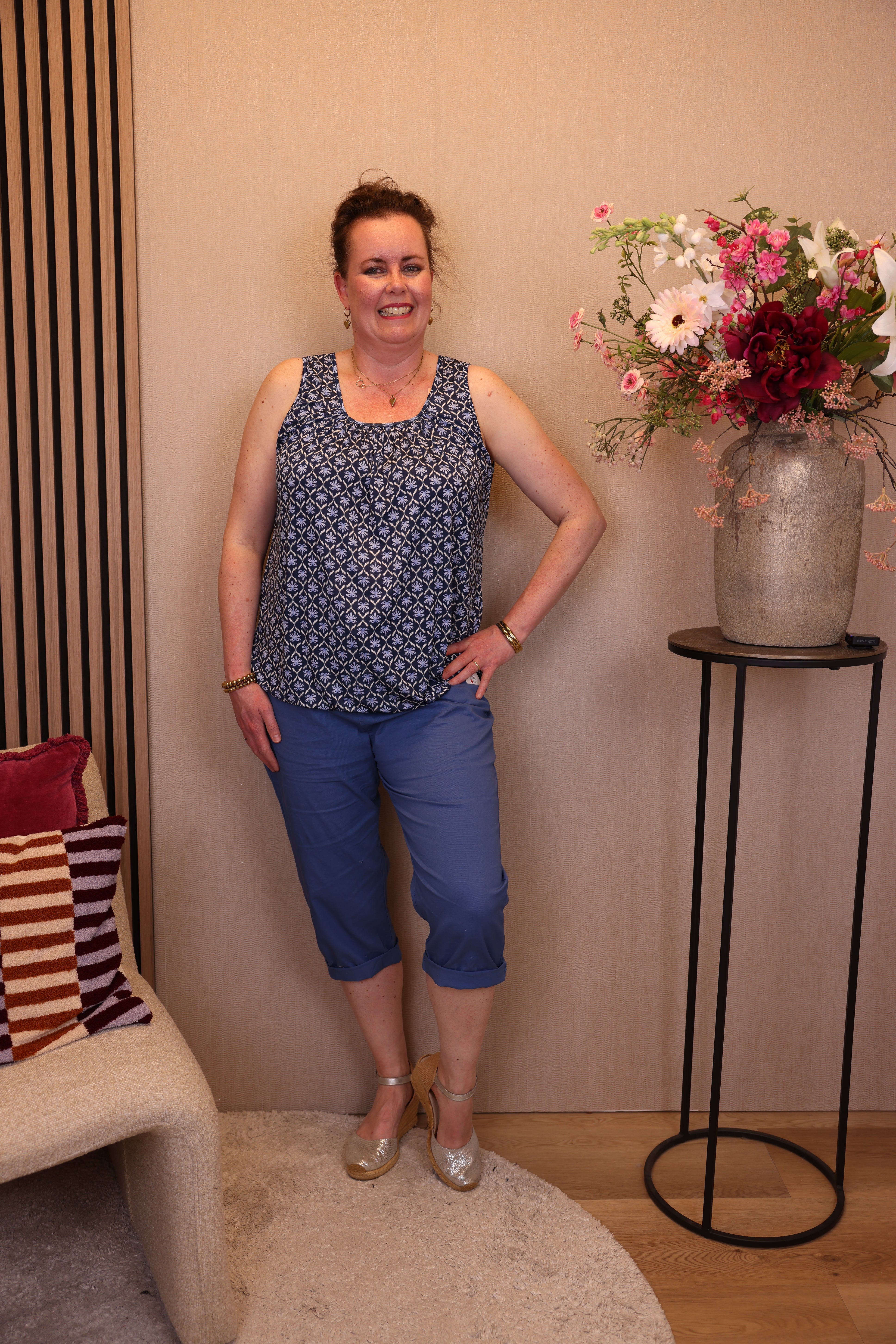 Sanne | Ballon top blauw