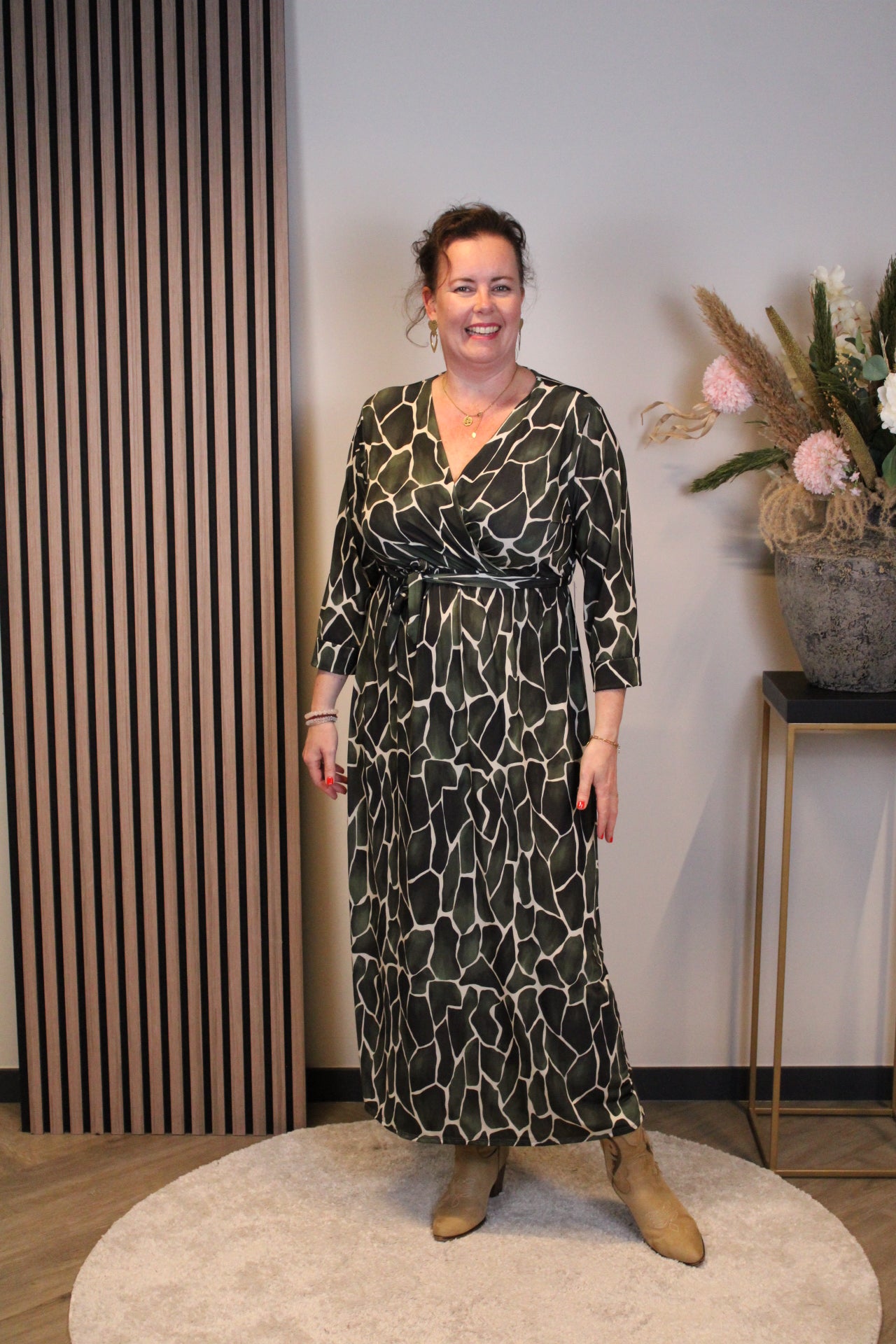 Leona | Jurk groen lange mouw 46 t/m 50