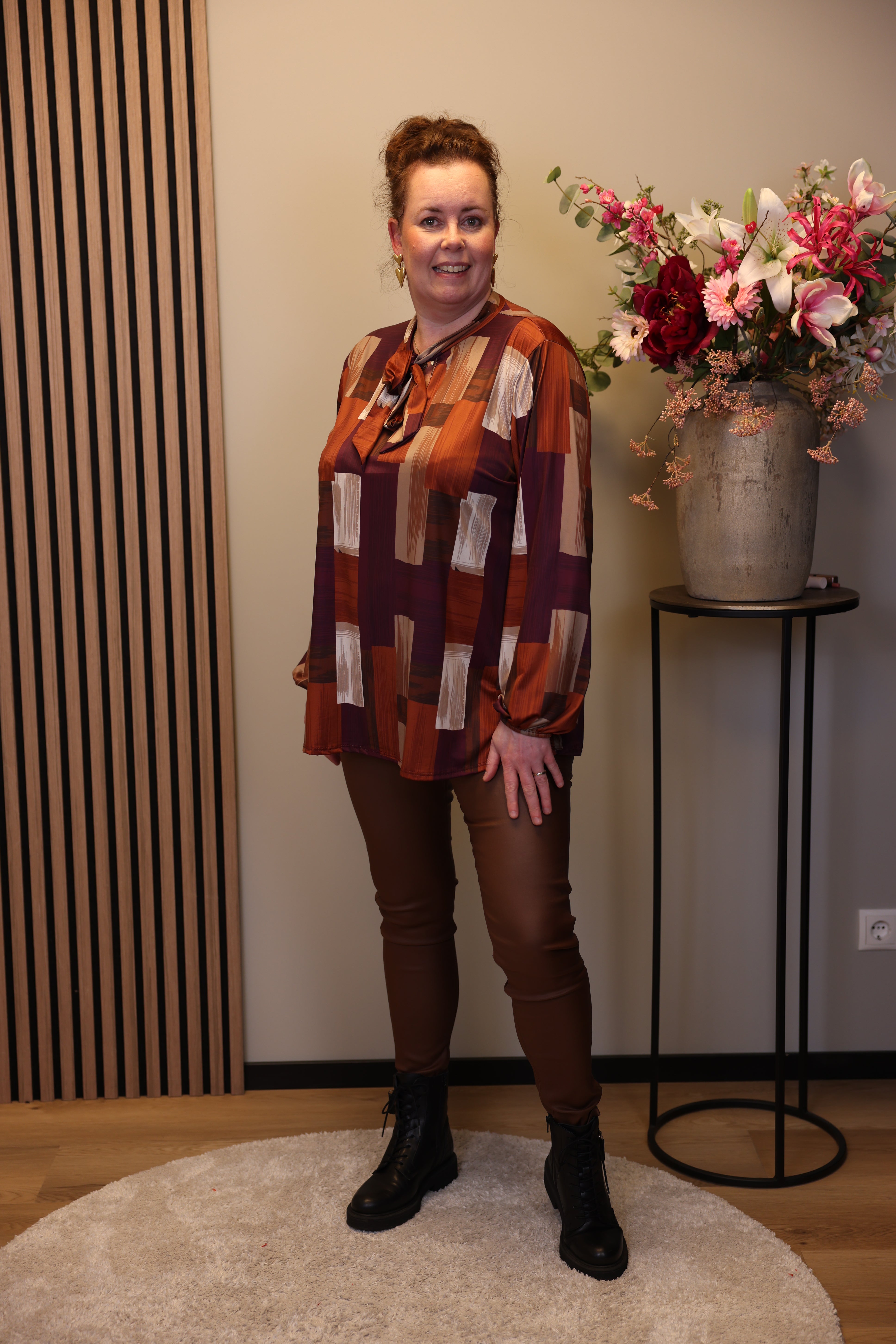 Janne | lederlook broek bruin 34 - 42