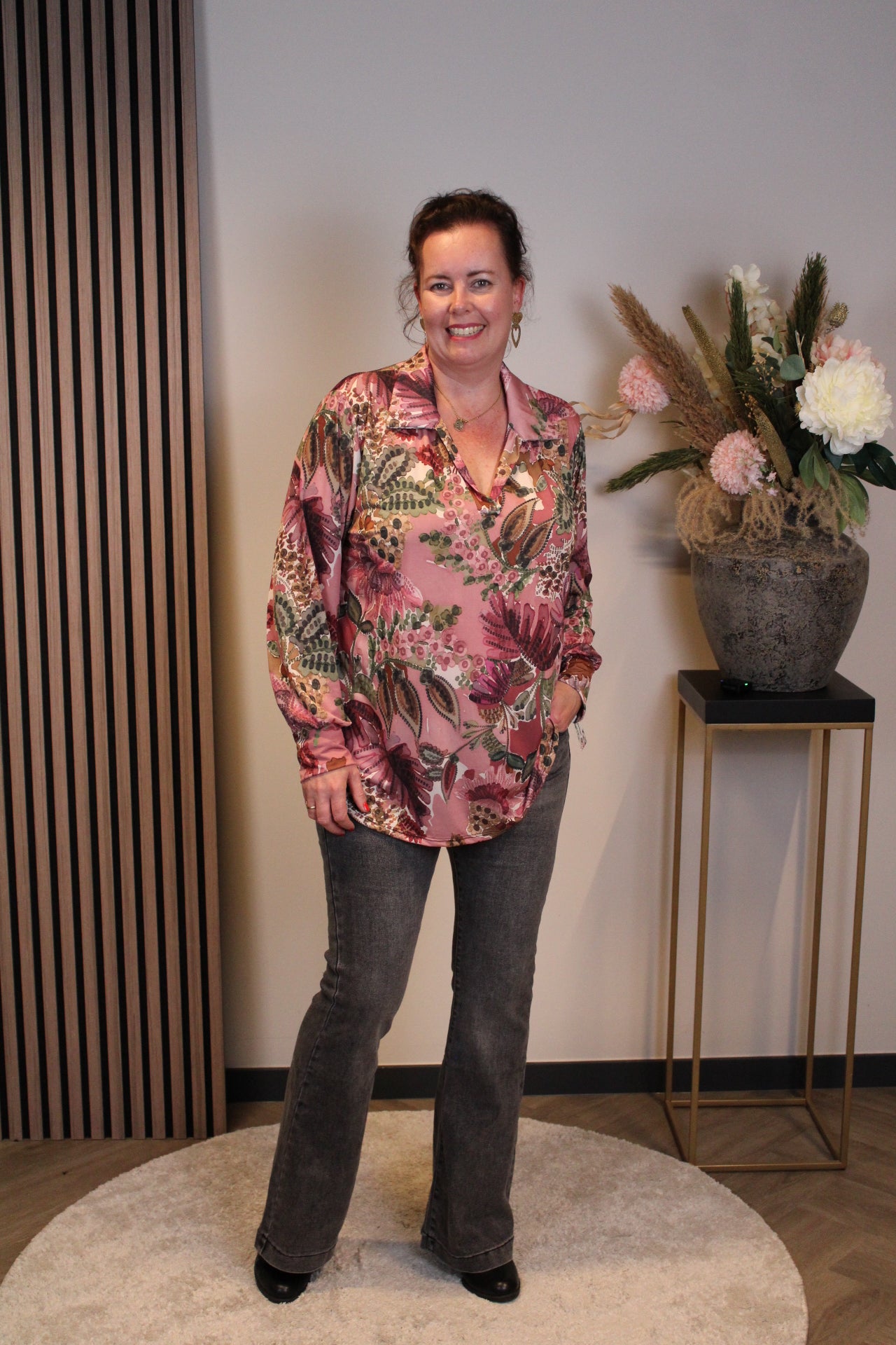 Helena | Blouse licht roze met kraagje 38 t/m 48