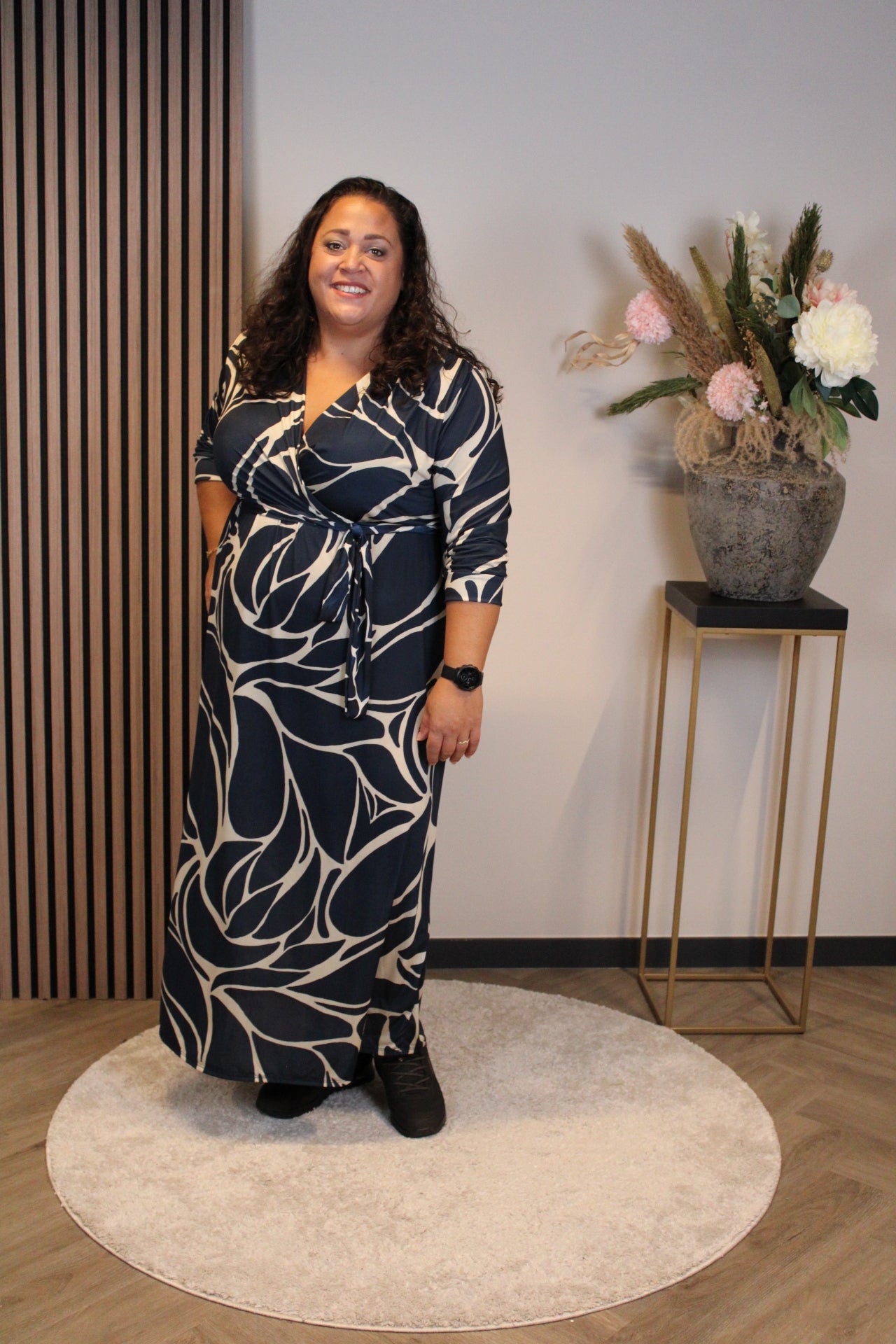 Britt | Jurk blauw lange mouw 46 t/m 50