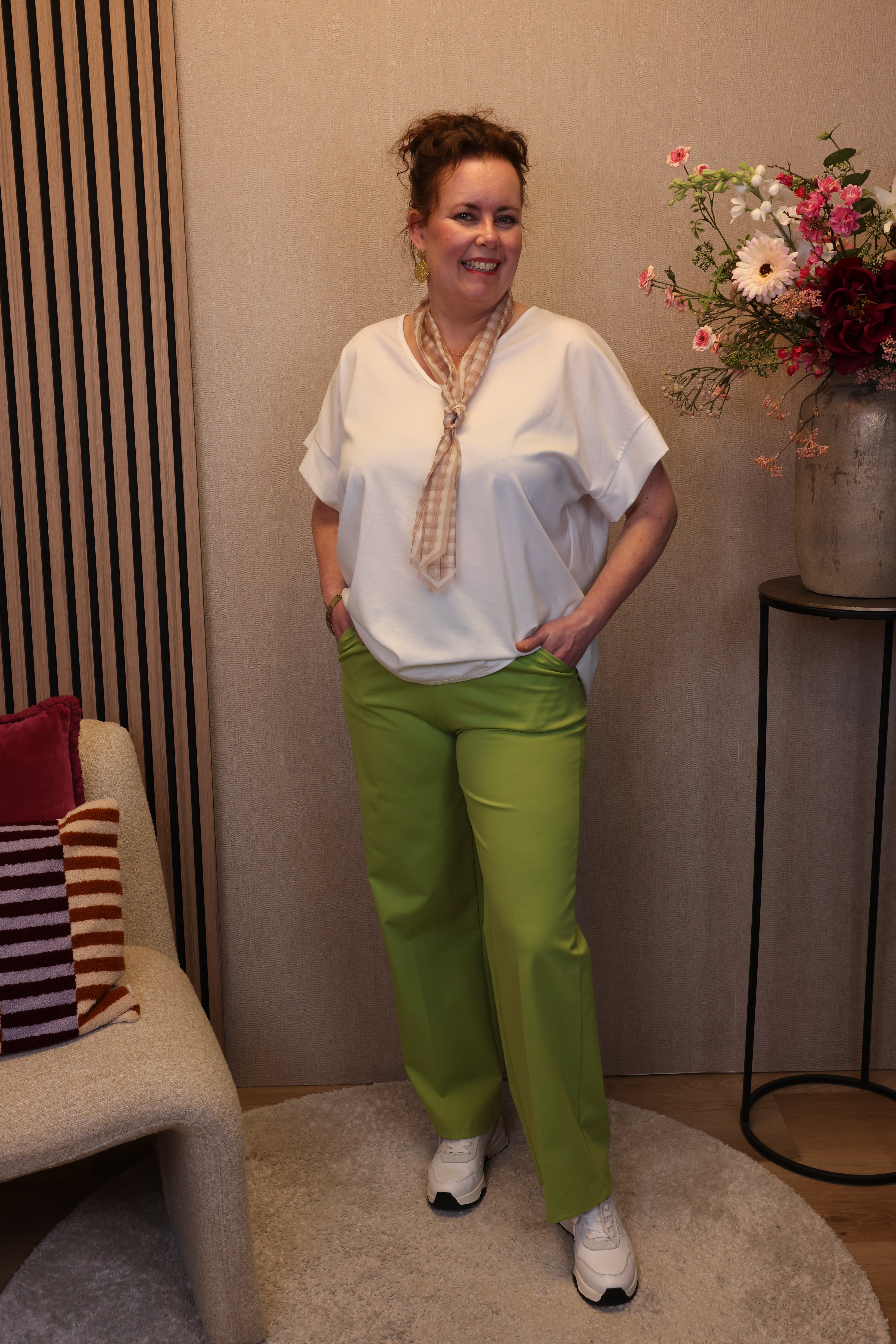 Saar | Luxe broek groen