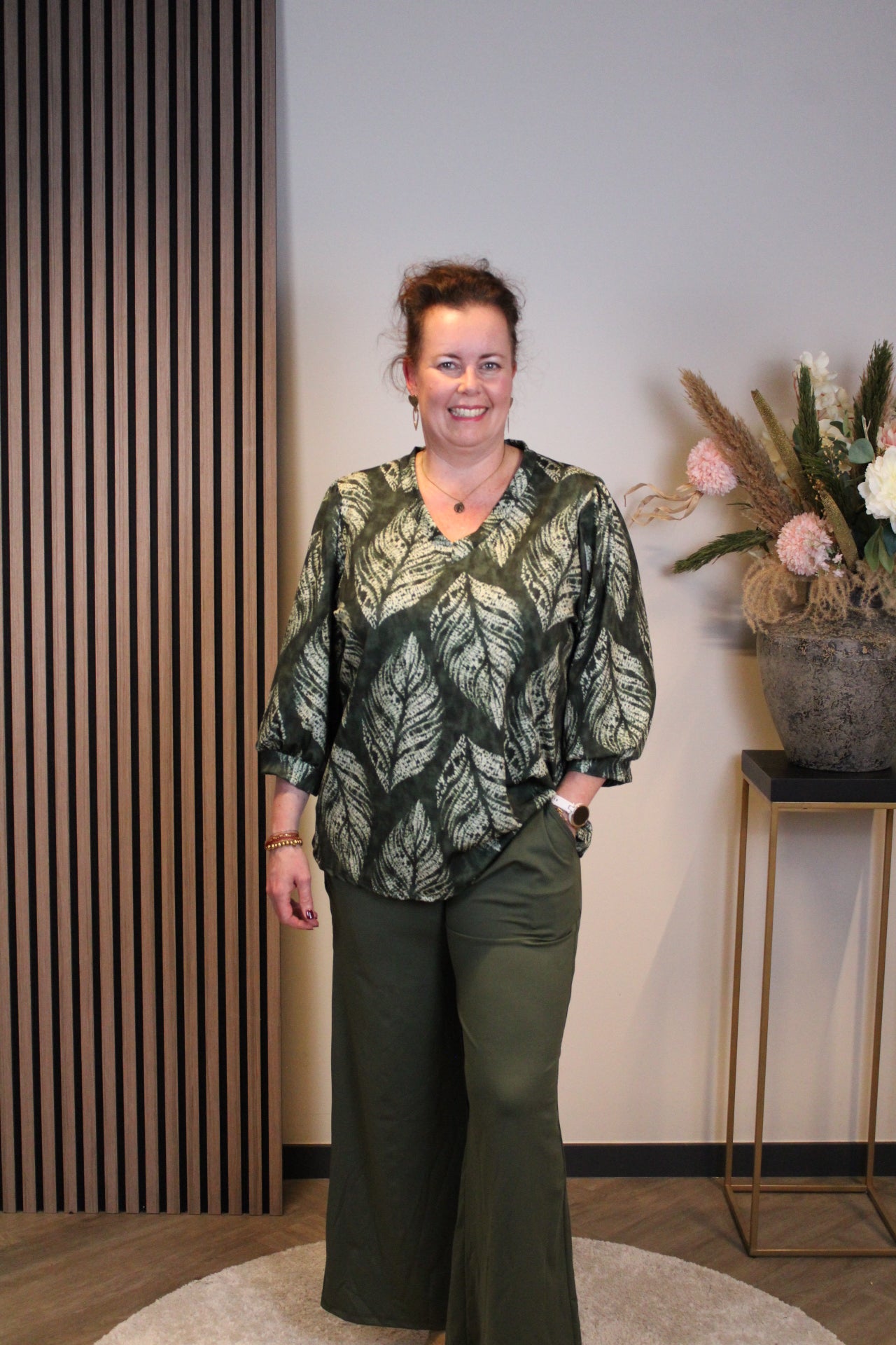 Chloe | Top groen 3/4-mouw 40 t/m 44