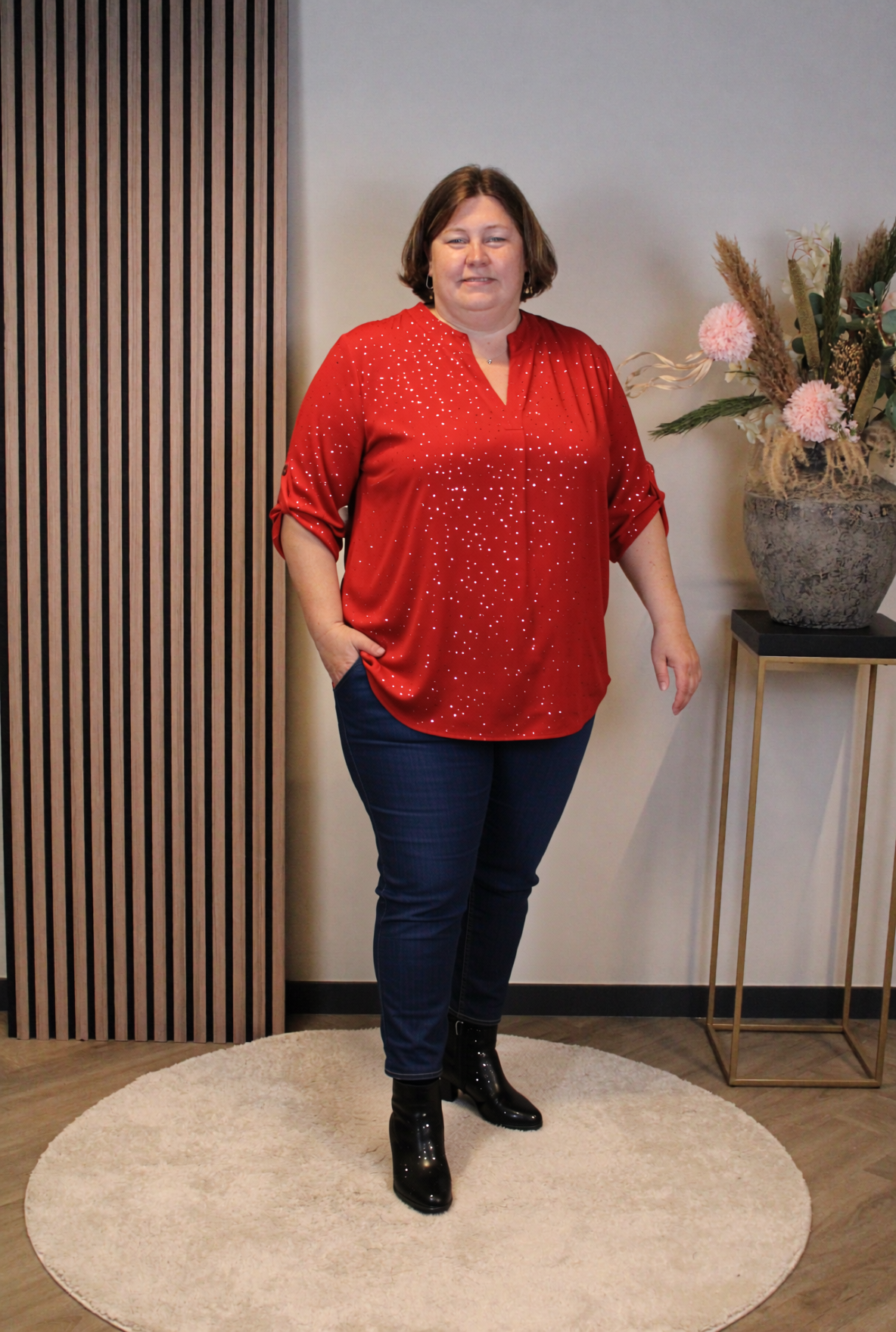 Mieke | Glitter blouse rood