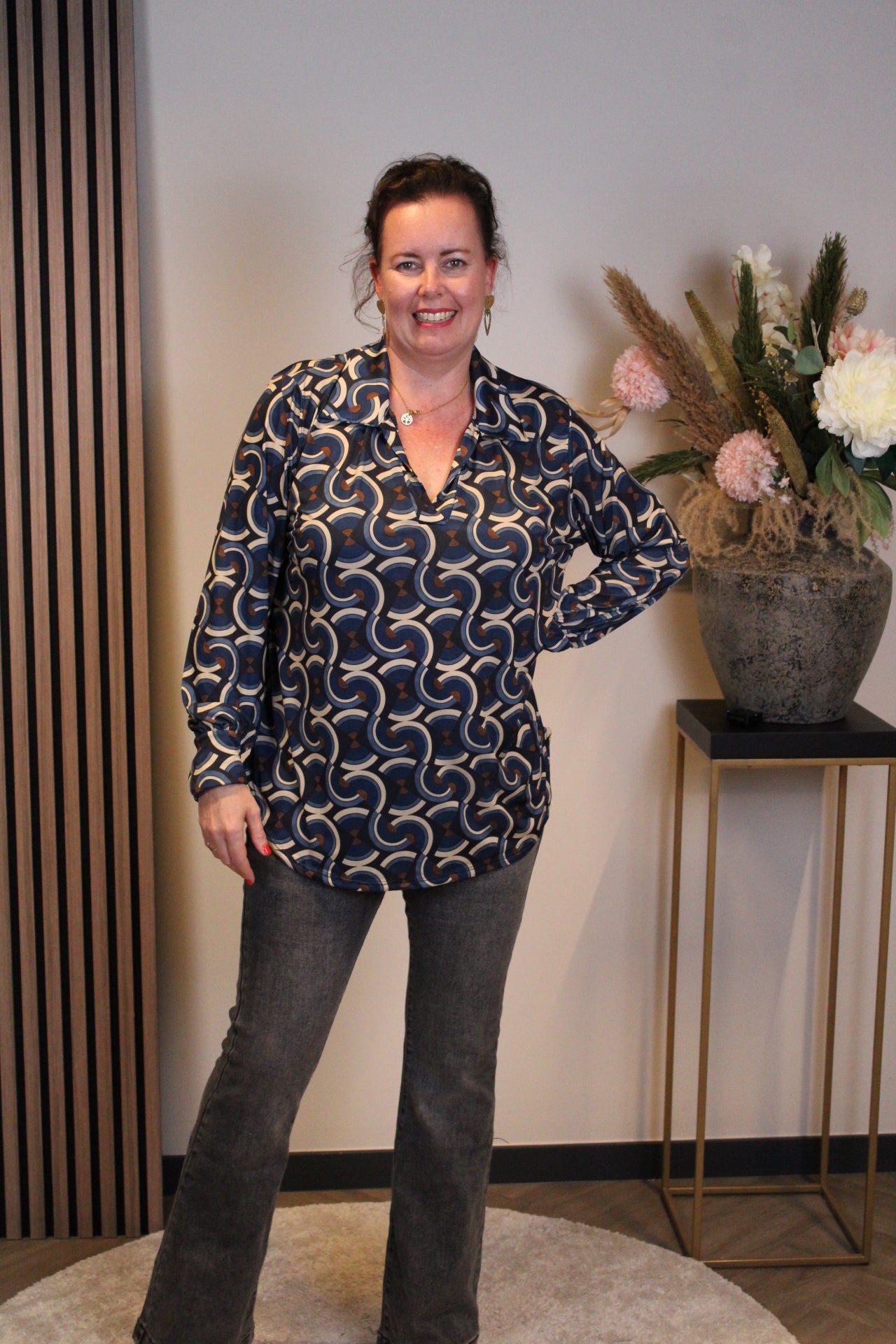 Ivette | Blouse blauw met kraagje 38 t/m 48