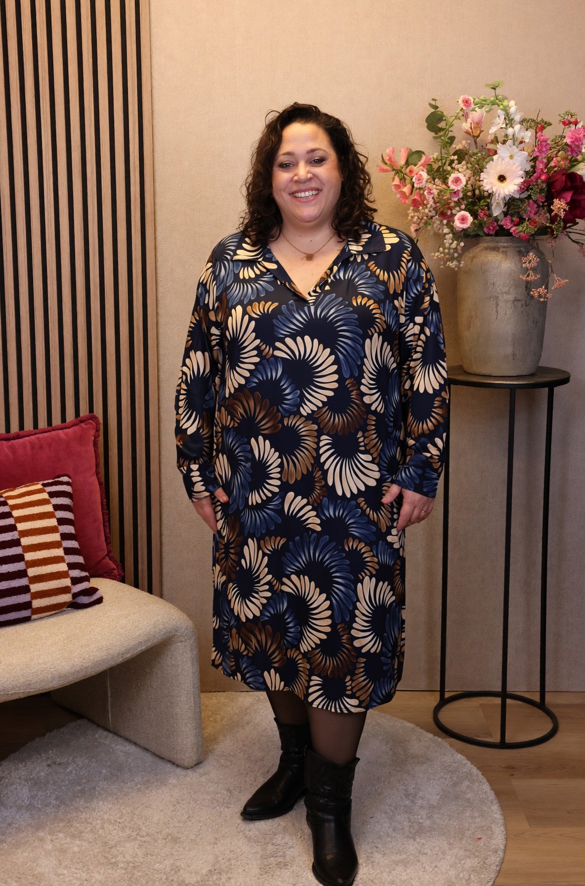 Iris | Jurk blauw met kraagje