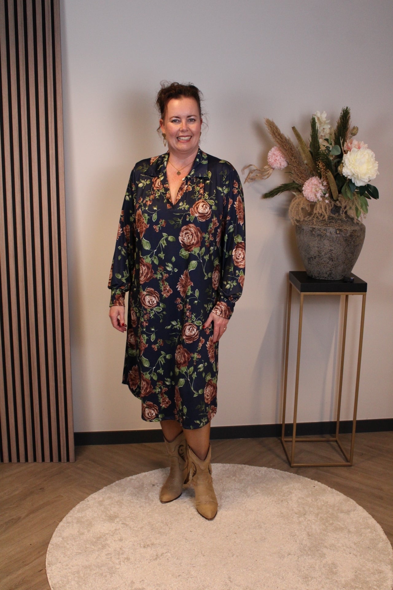 Hanneke | Jurk blauw met kraagje 46 t/m 50