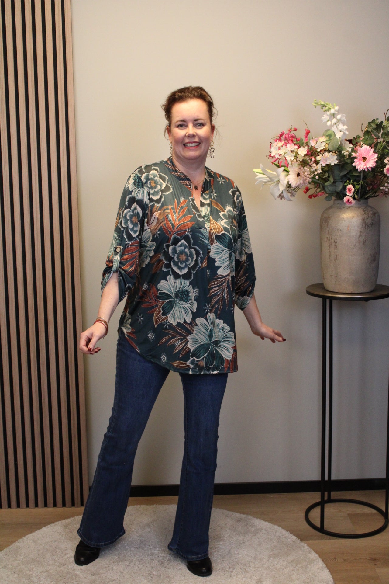 Zelma | Blouse aqua lange mouw 38 t/m 48