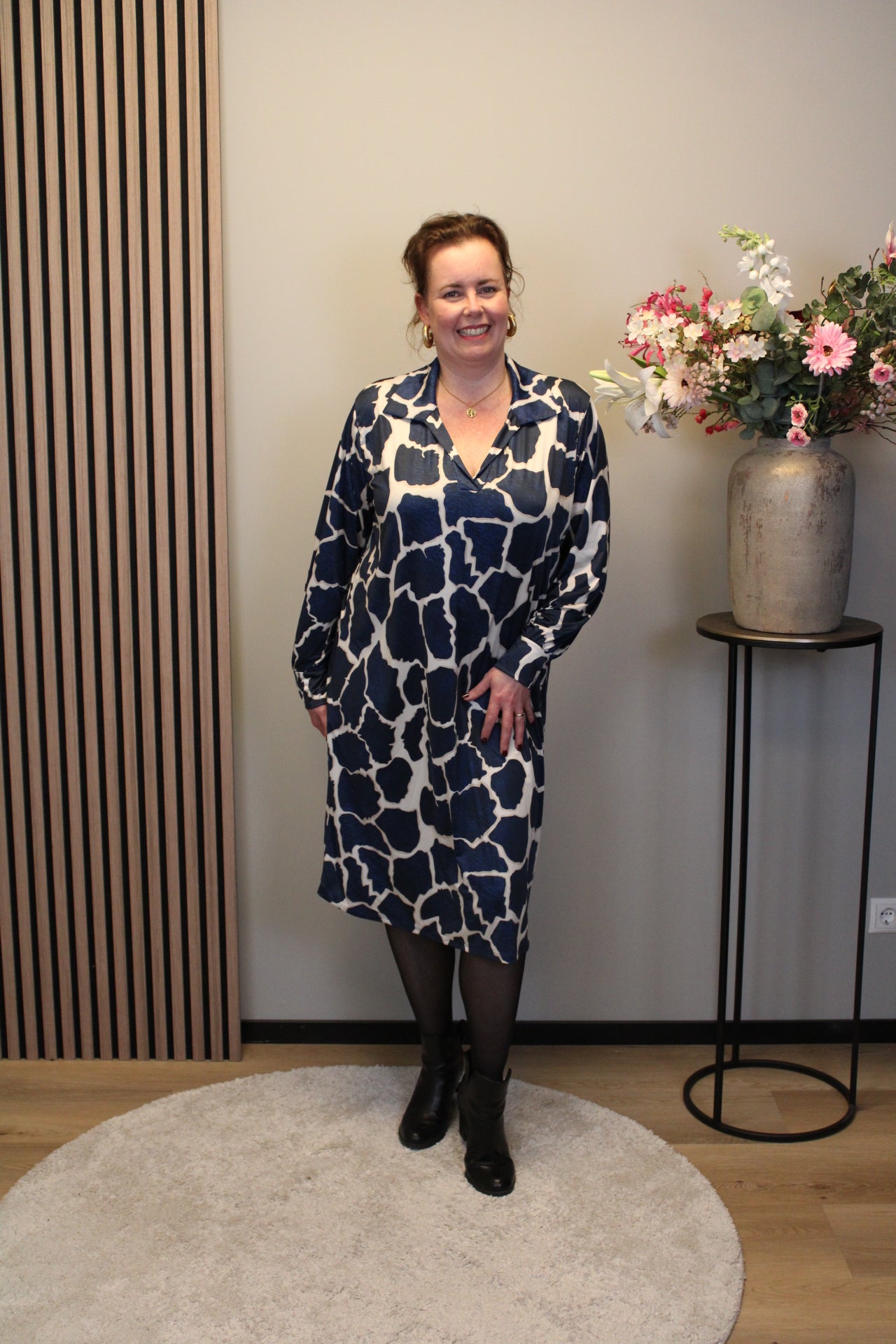 Rosalia | Jurk blauw met kraagje 38 t/m 46