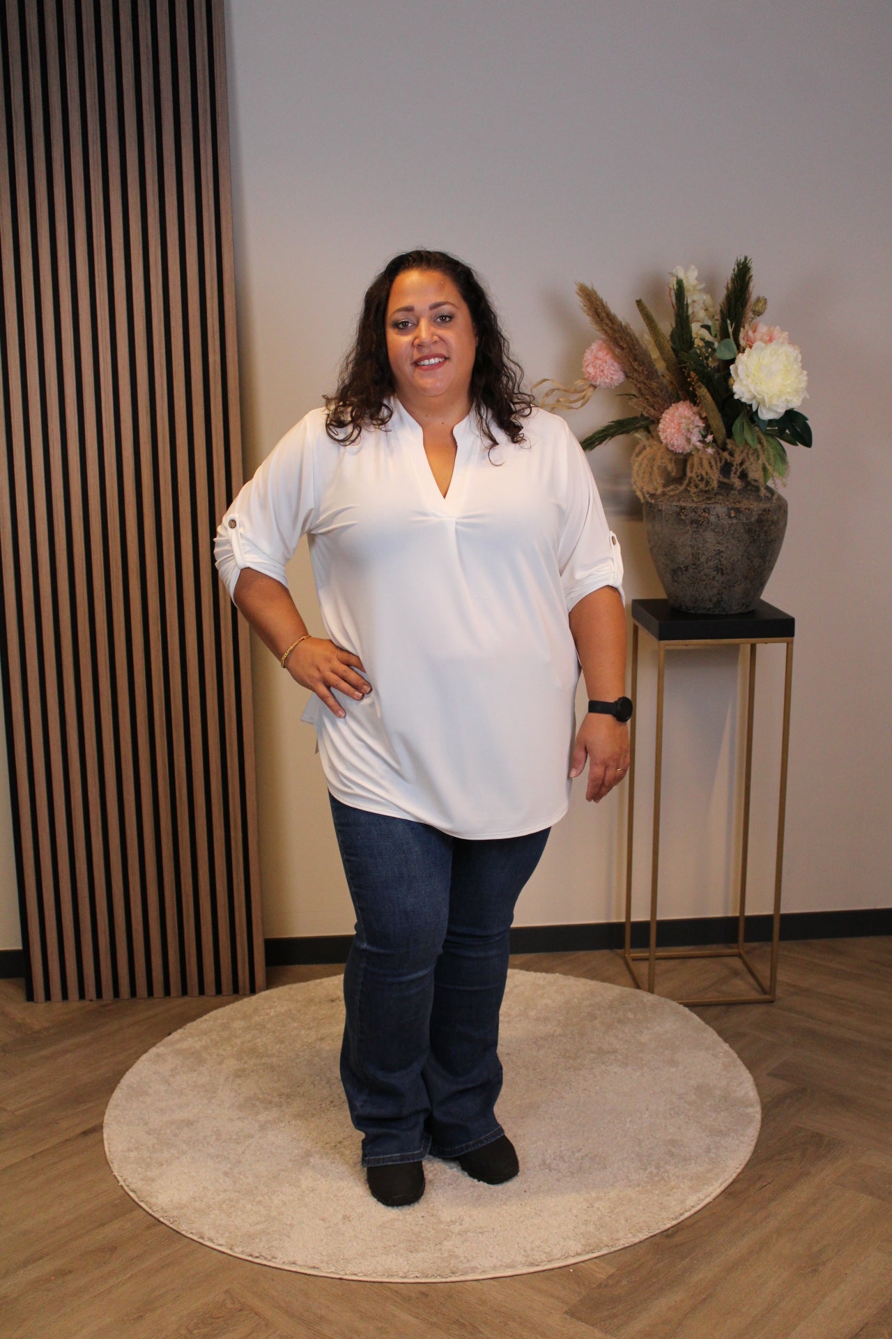 Mara | Blouse wit lange mouw 48 t/m 52