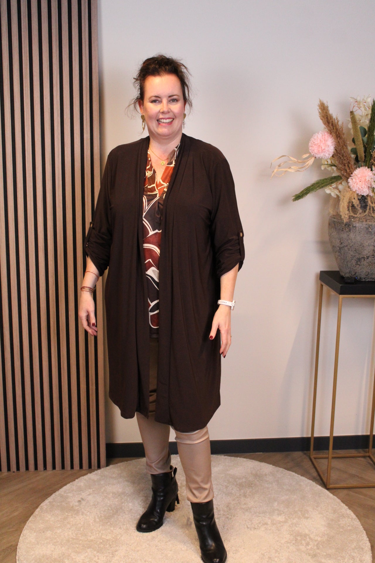 Evi | Dun vestje lang bruin 38 t/m 48