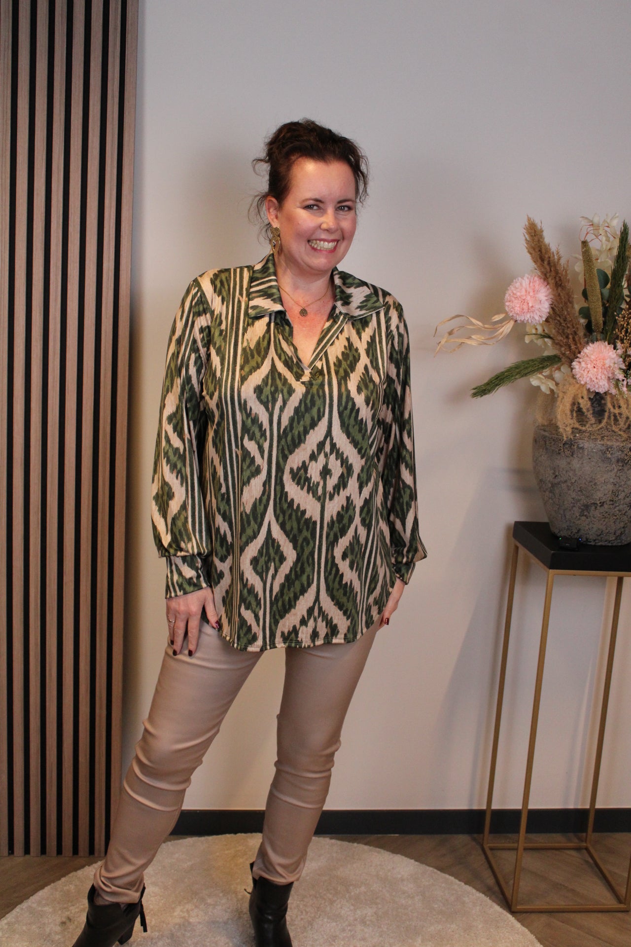 Raina | Blouse met kraagje groen 48 t/m 52
