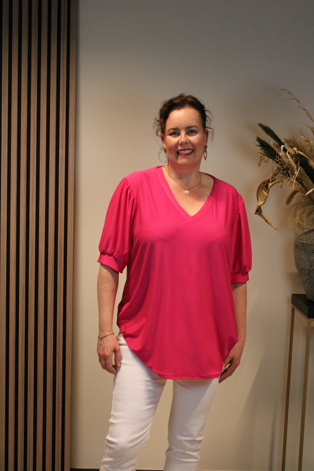 Fay | Blouse roze korte mouw 40 t/m 48