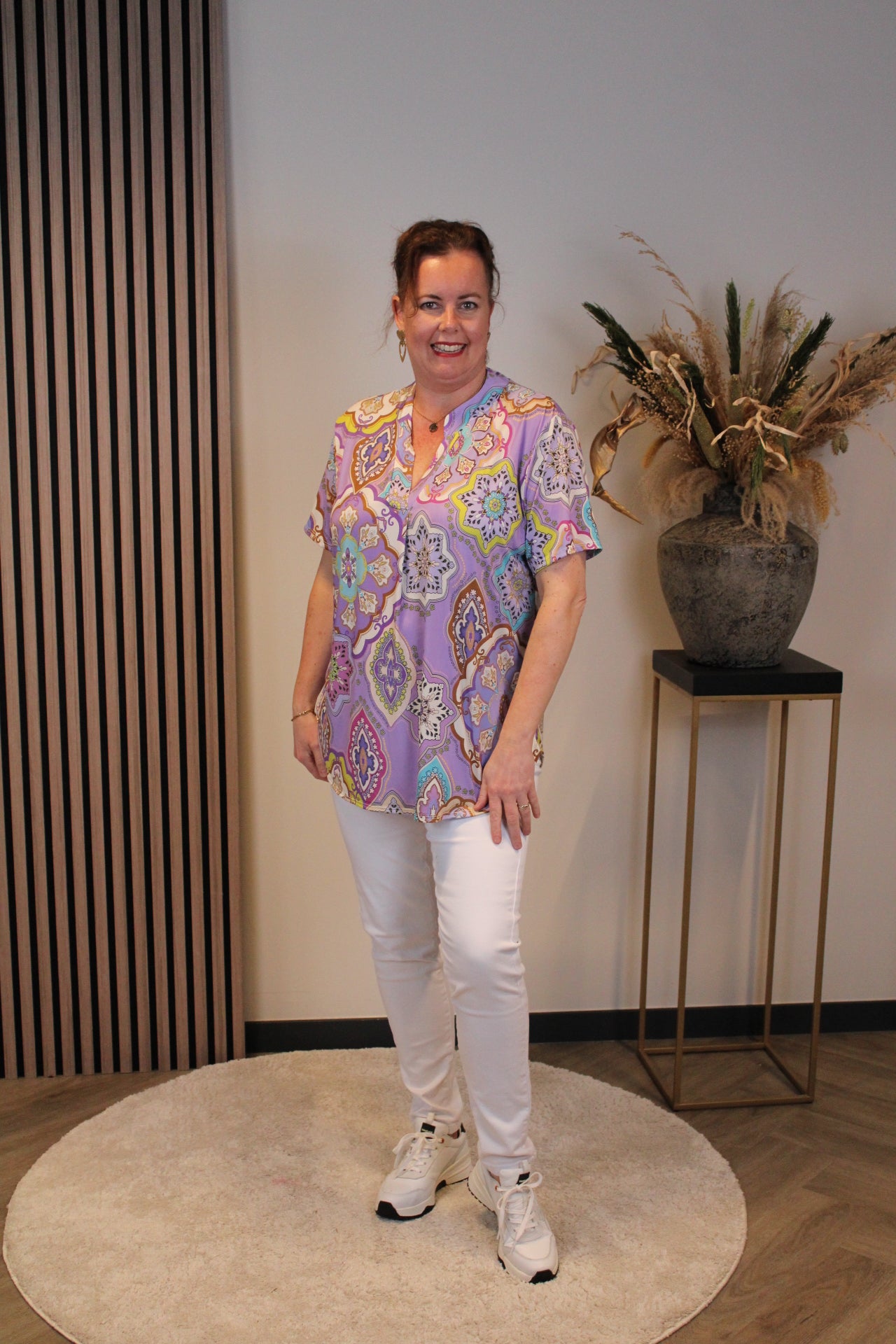 Jane | Blouse paars korte mouw 38 t/m 48