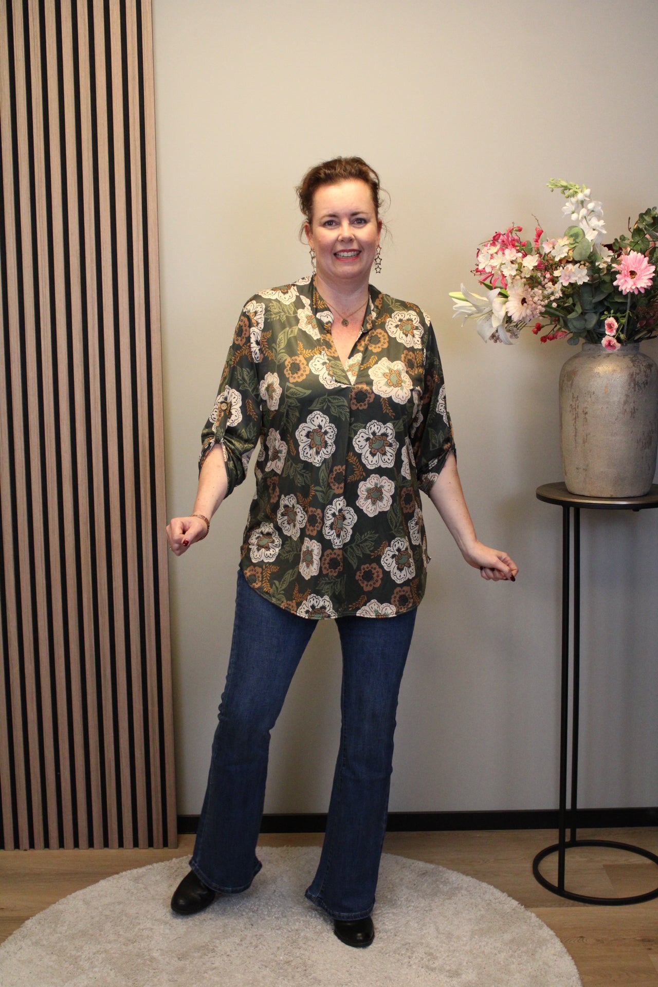 Olivia | Blouse groen lange mouw 48 t/m 52