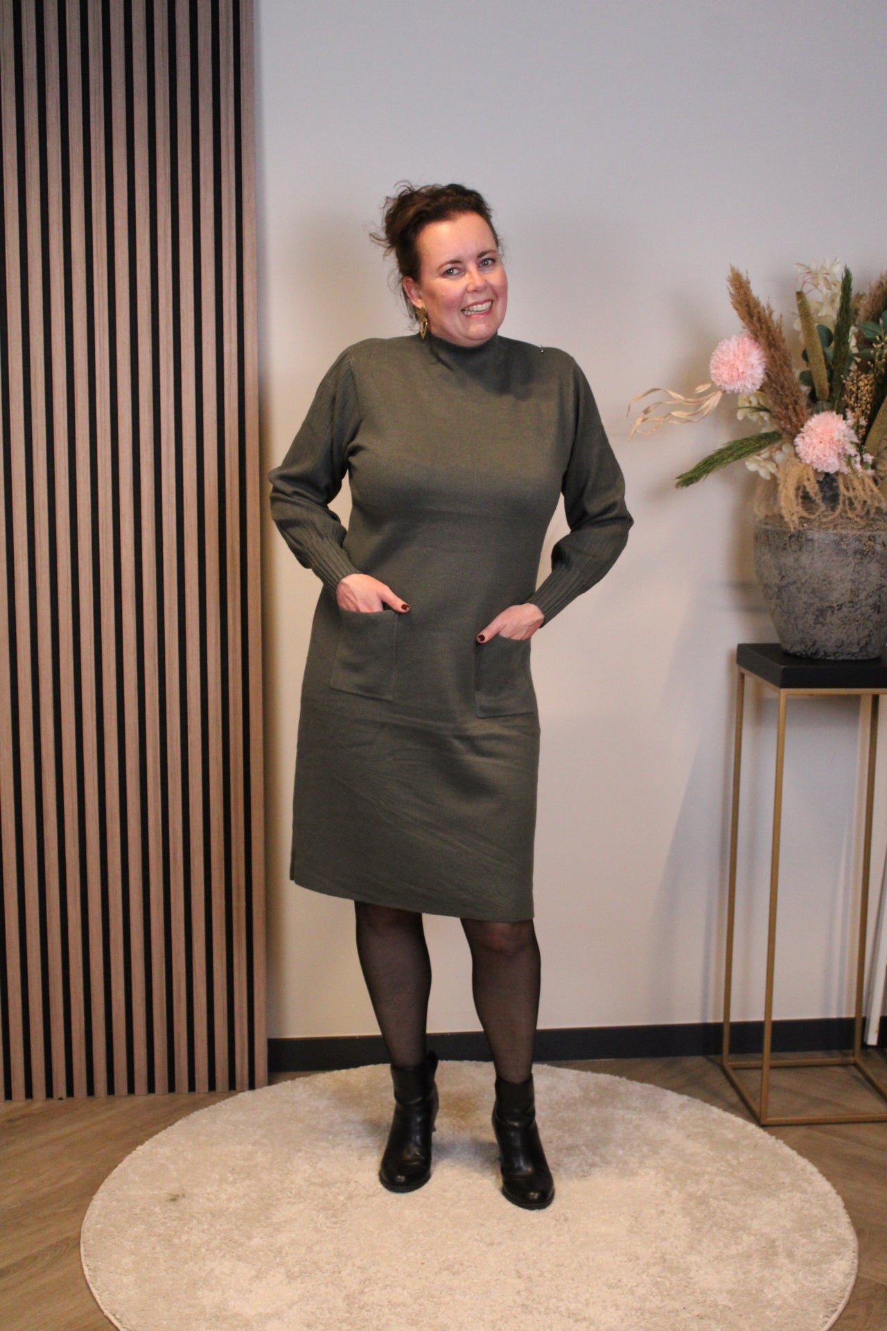 Elara | Gebreide jurk groen 44 t/m 48