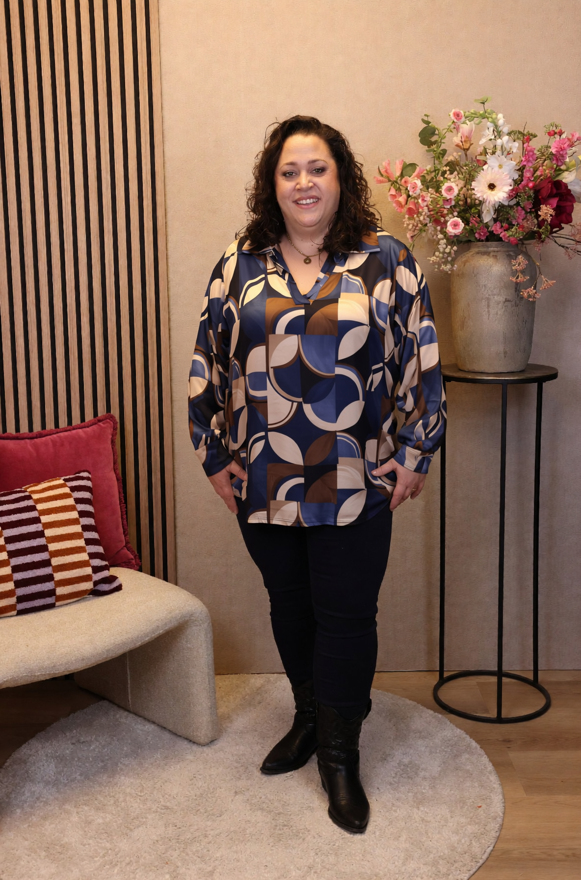Imke | Blouse blauw met kraagje