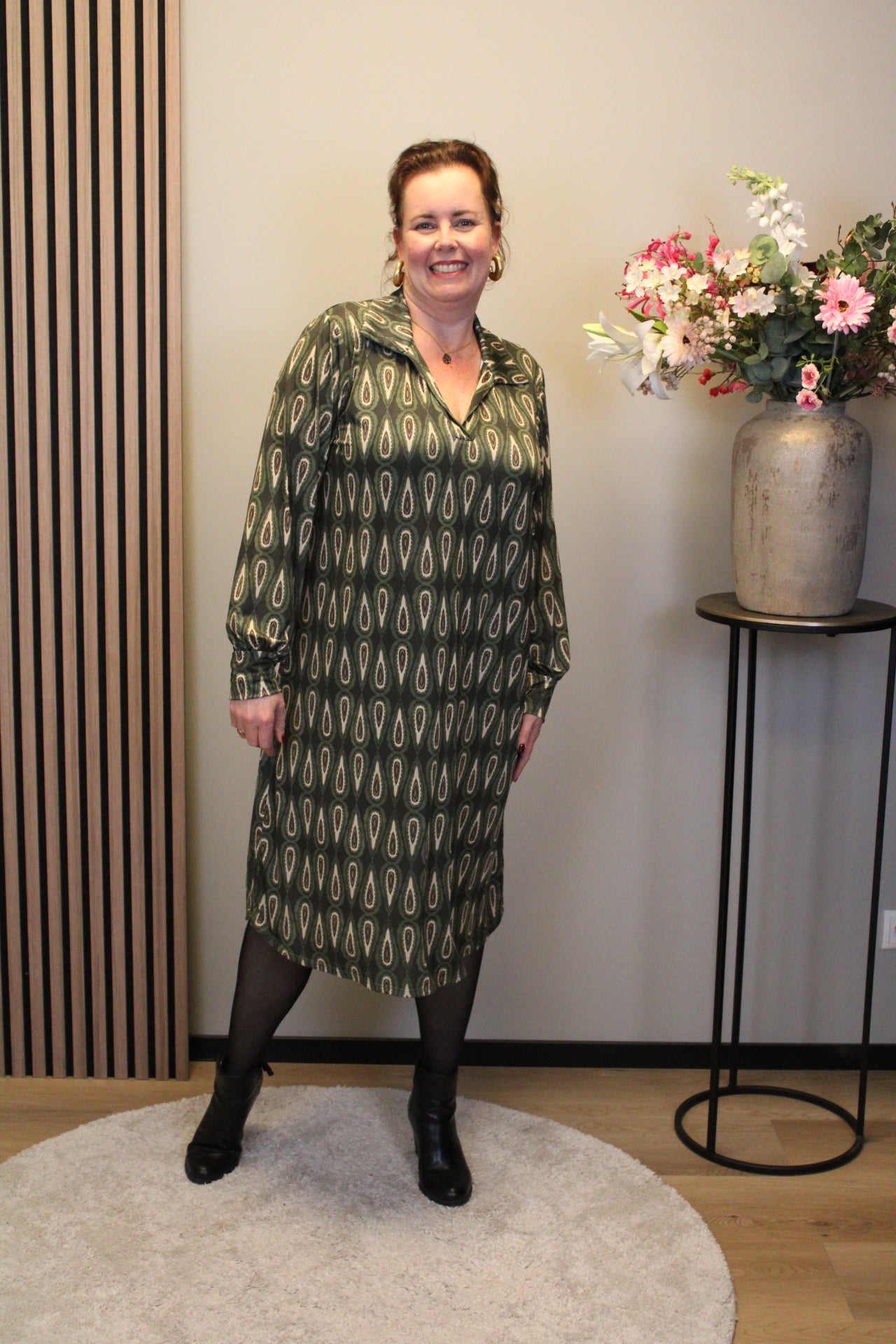 Elara | Jurk groen met kraagje 46 t/m 50