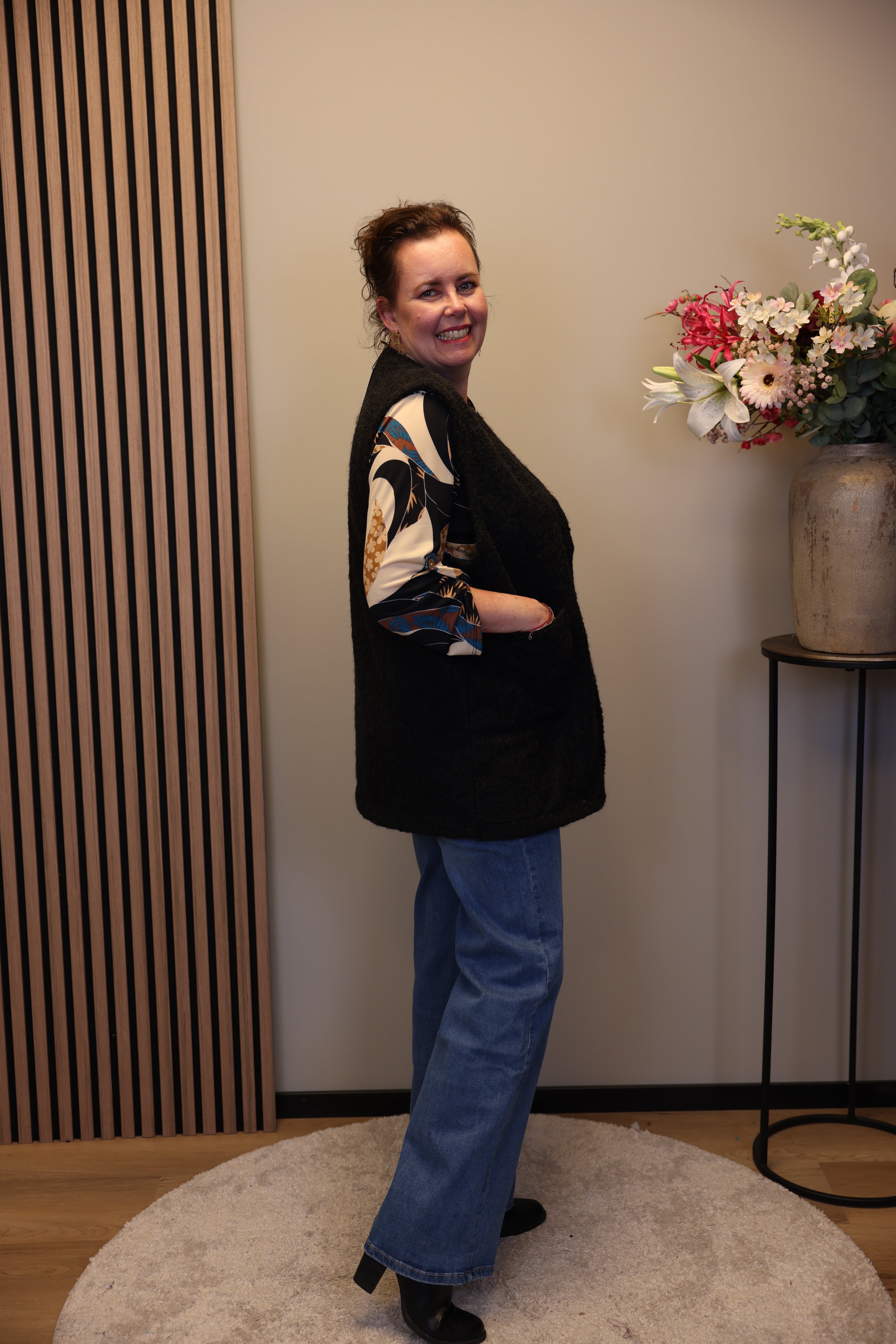 Mabel | Gilet zwart lang model 54 t/m 58