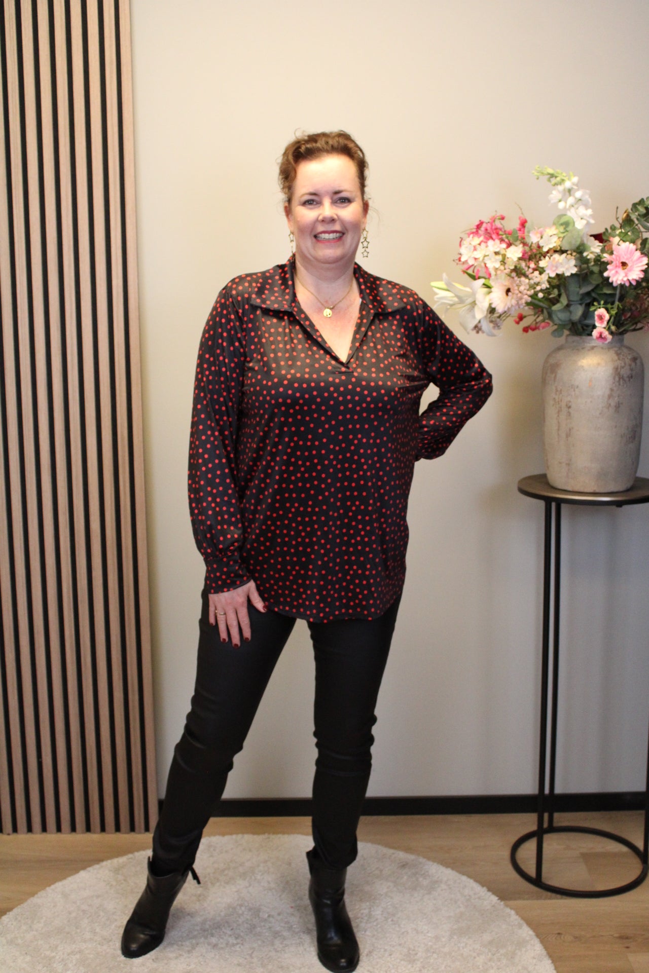 Madison | Blouse zwart met kraagje 52 t/m 58