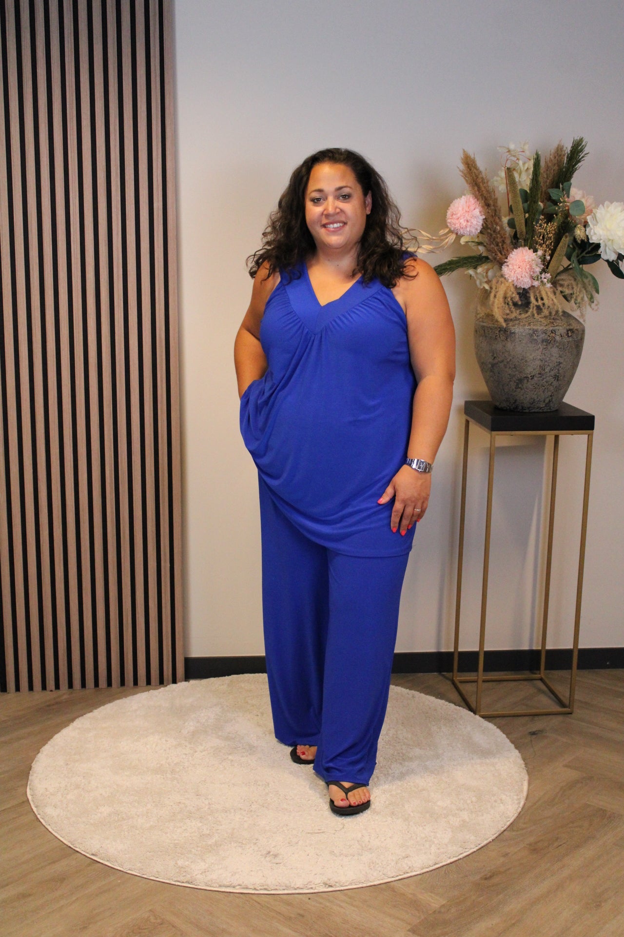 Lines | Top blauw korte mouw 48 t/m 52